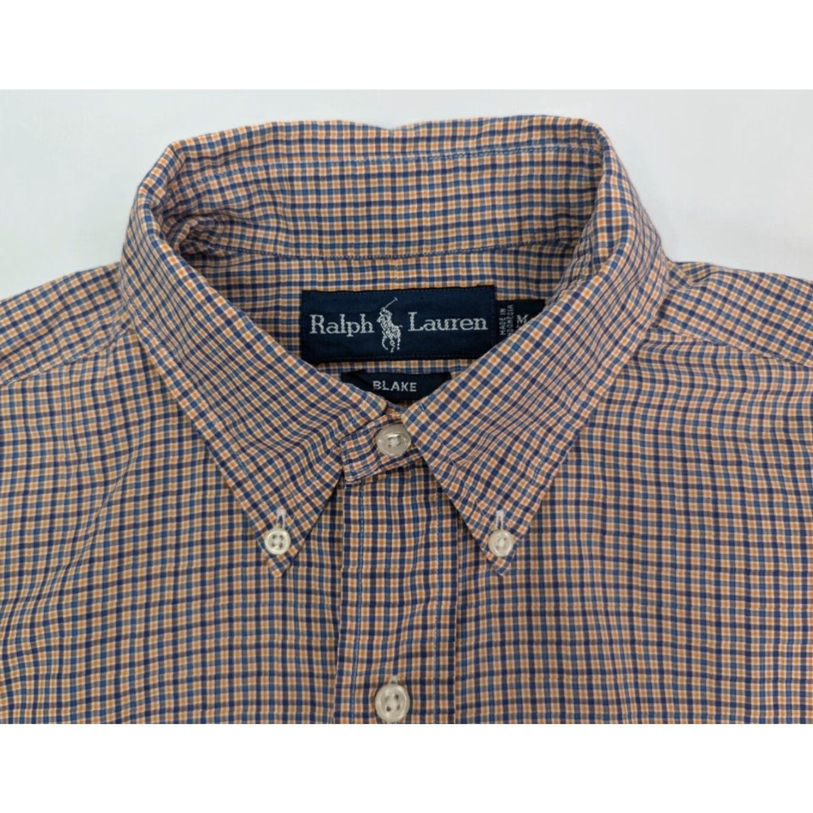 Ralph Lauren Ralph Lauren Blake Shirt Men's M Pony Button Down Orange Blue Plaid Short Sleeve Shirt Size US M / EU 48-50 / 2 - 6 Thumbnail