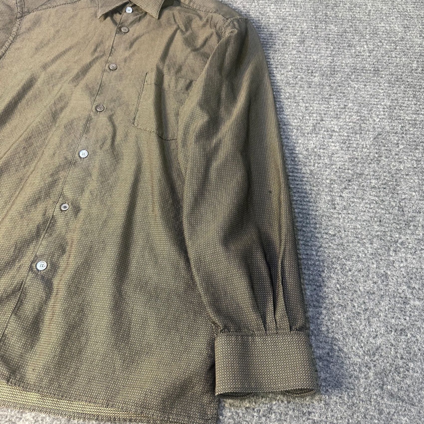 Ermenegildo Zegna Ermenegildo Zegna Shirt Mens Large Brown Green Long Sleeve Cotton Button Up Size US L / EU 52-54 / 3 - 5 Thumbnail