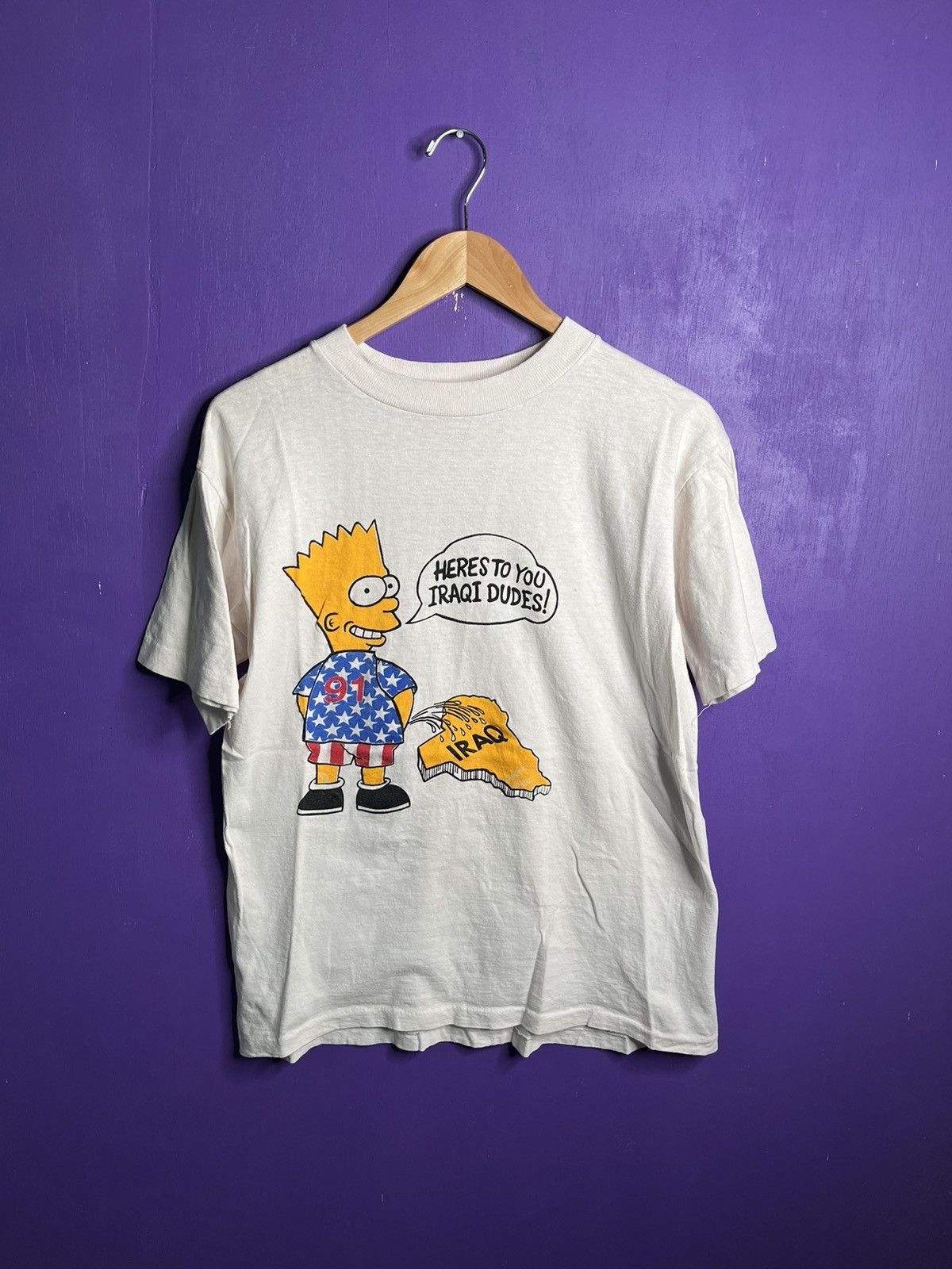 Vintage Vintage 90s Bart Simpson here’s to you Iraq t-shirt Size US M / EU 48-50 / 2 - 1 Thumbnail