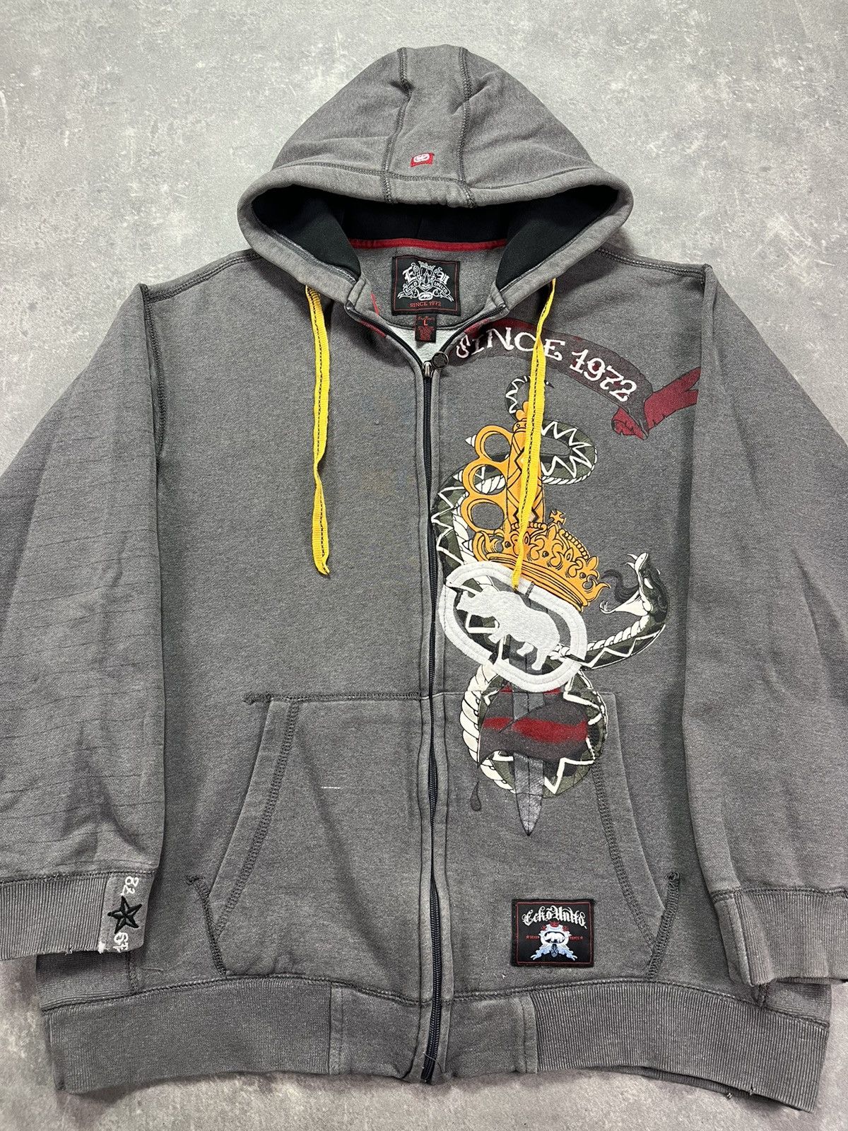 Ecko Unltd. Ecko Unltd Multilogo Embroidered Baggy Faded Zip Hoodie L XL Size US L / EU 52-54 / 3 - 8 Thumbnail