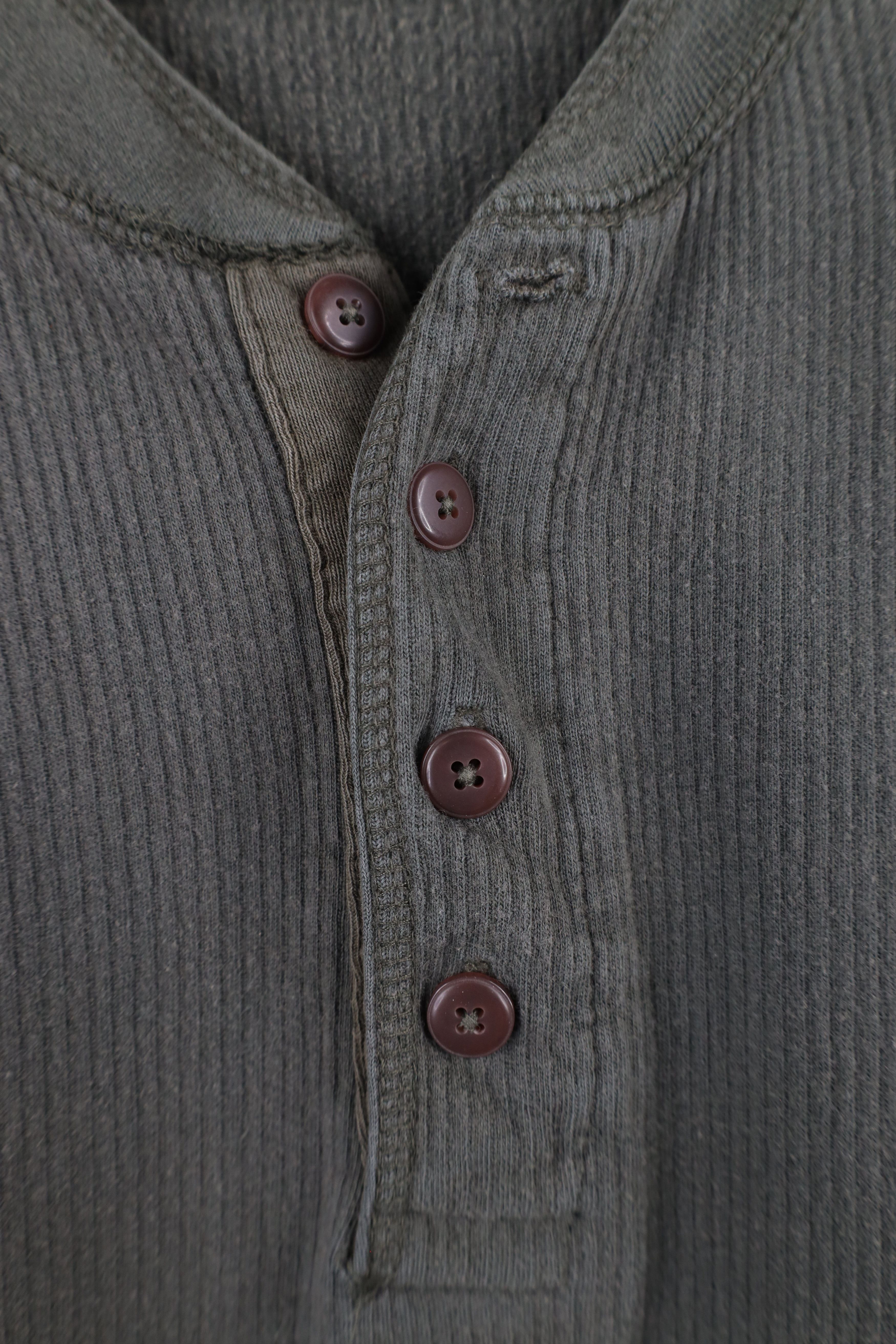 Vintage Vintage 90s Streetwear Ribbed Long Sleeve Henley T-Shirt Size US L / EU 52-54 / 3 - 4 Thumbnail