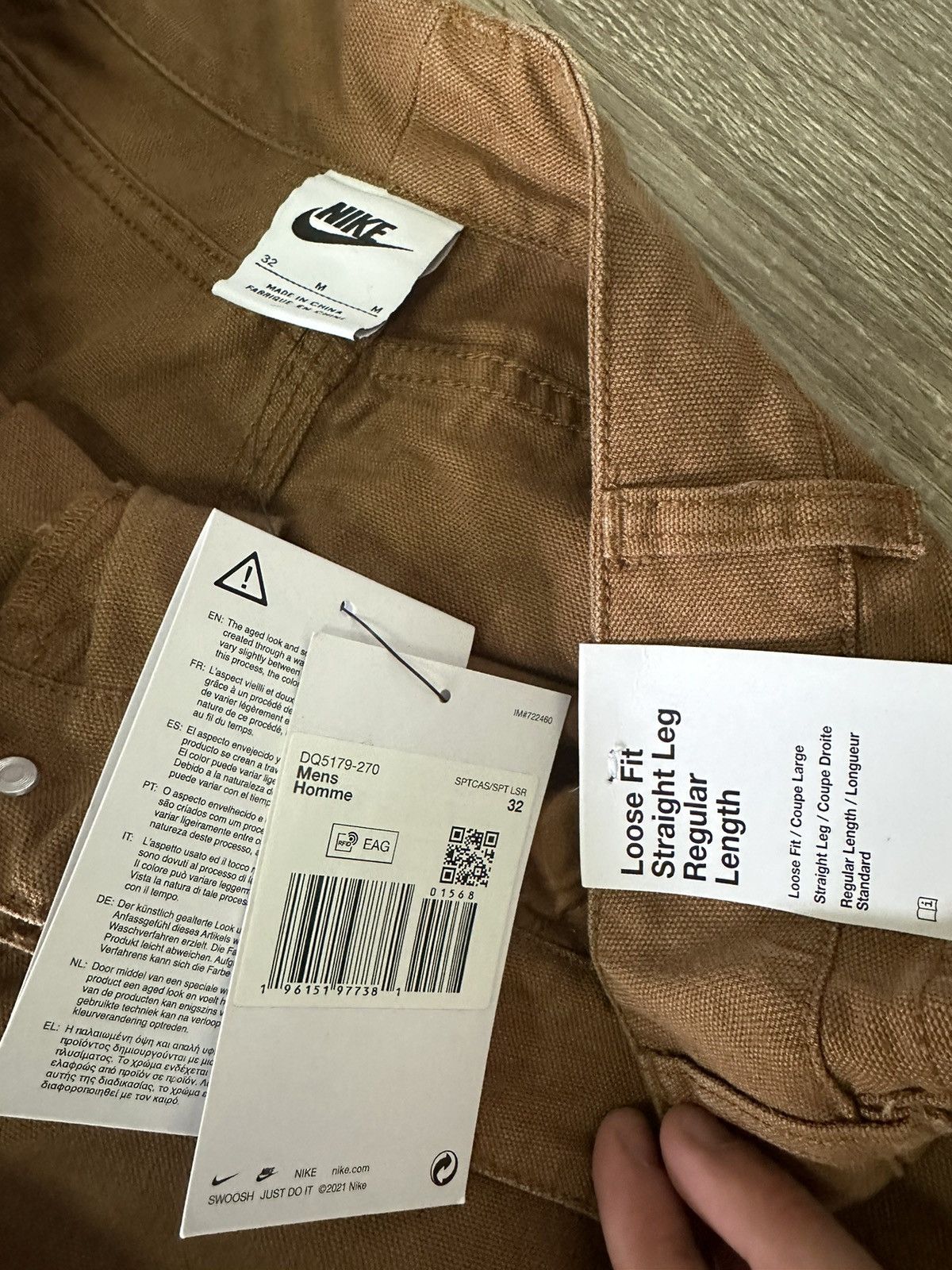 Other Nike Double Panel Heavyweight Cotton Cargo Pants Men Brown M Size US 32 / EU 48 - 10 Thumbnail