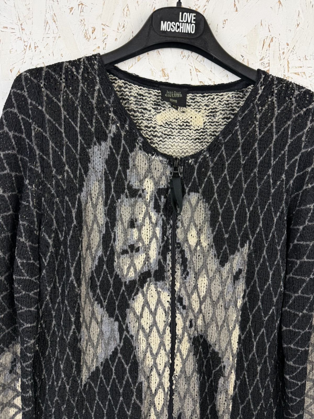Jean Paul Gaultier 90s Jean Paul Gaultier Kiss Femme Printed Mesh Knit Cardigan Size M / US 6-8 / IT 42-44 - 2 Thumbnail