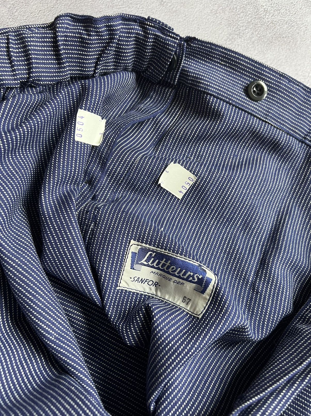 Le Laboureur Vintage 80s French Lutteurs Striped Sanfor Work Pants Size L Size US 36 / EU 52 - 11 Thumbnail