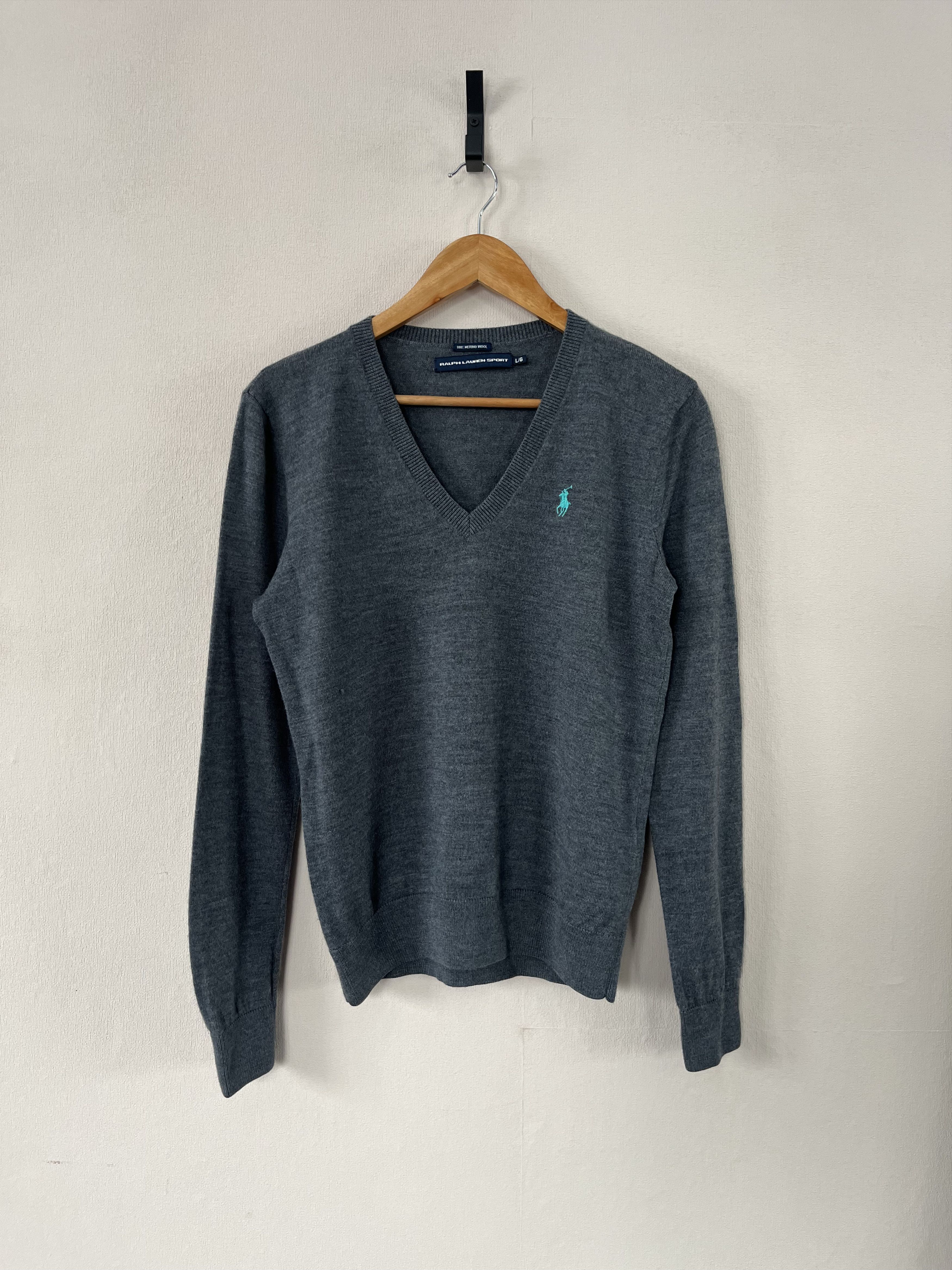 Polo Ralph Lauren Ralph Lauren Sport Wool Sweater Womens Gray V Neck Size L / US 10 / IT 46 - 1 Thumbnail