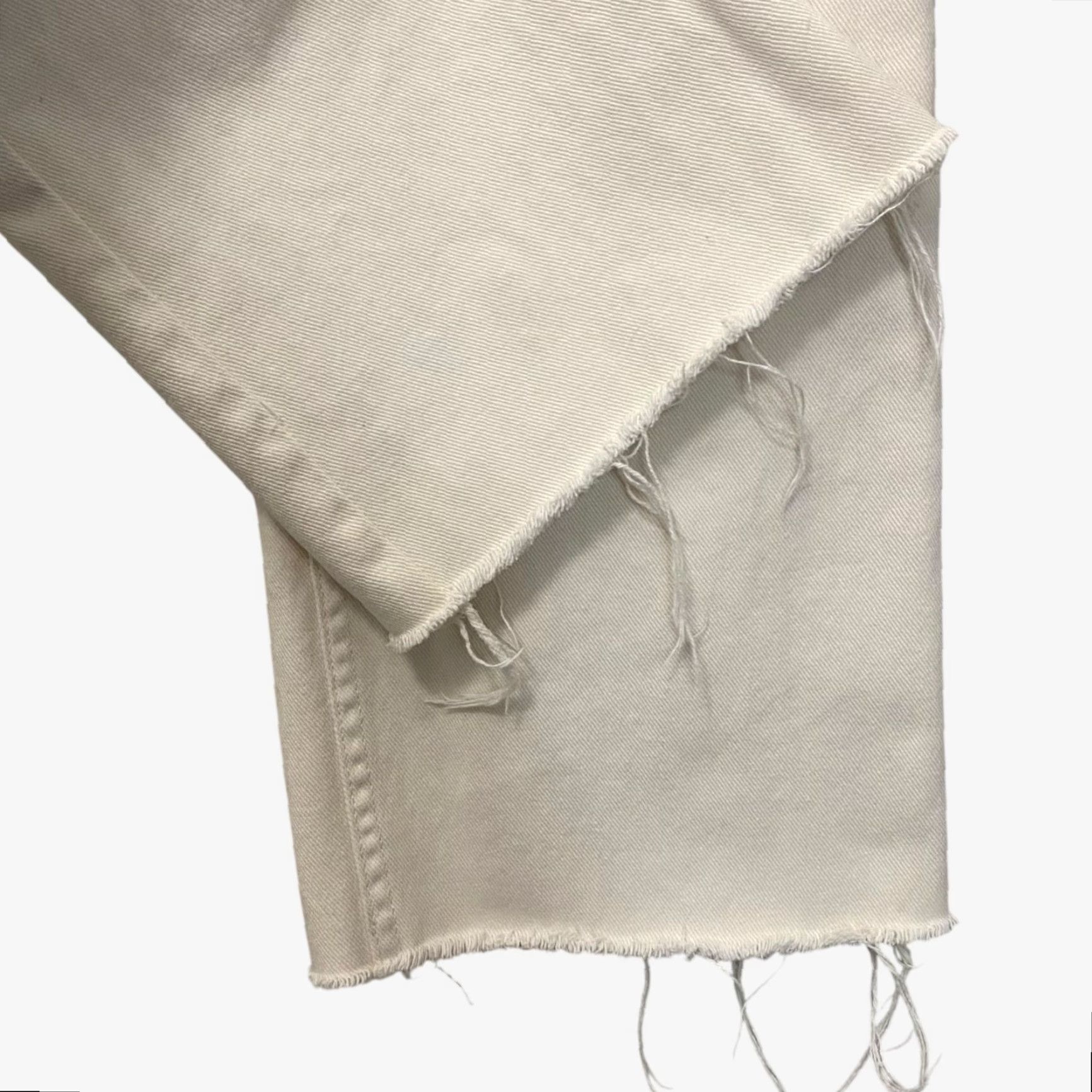 Reformation VINTAGE Reformation Fawcett Straight-Leg Denim Jeans Womens 25 High-Rise Raw-Hem Ivory Cotton Retro Size 42" / US 20 - 7 Thumbnail