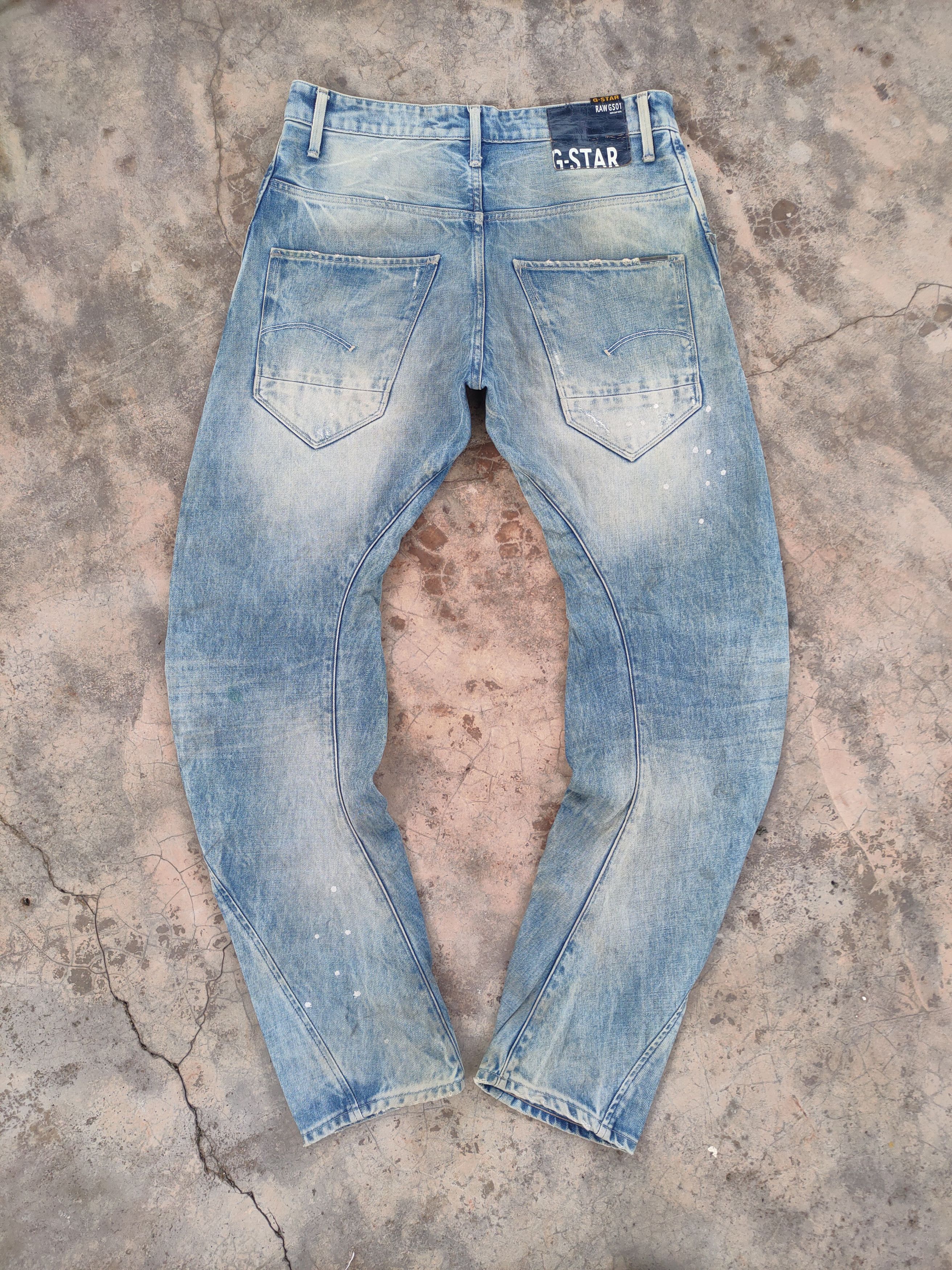 VTG GSTAR RAW FADED RUSTY MUD WASH DENIM JEANS PANTS