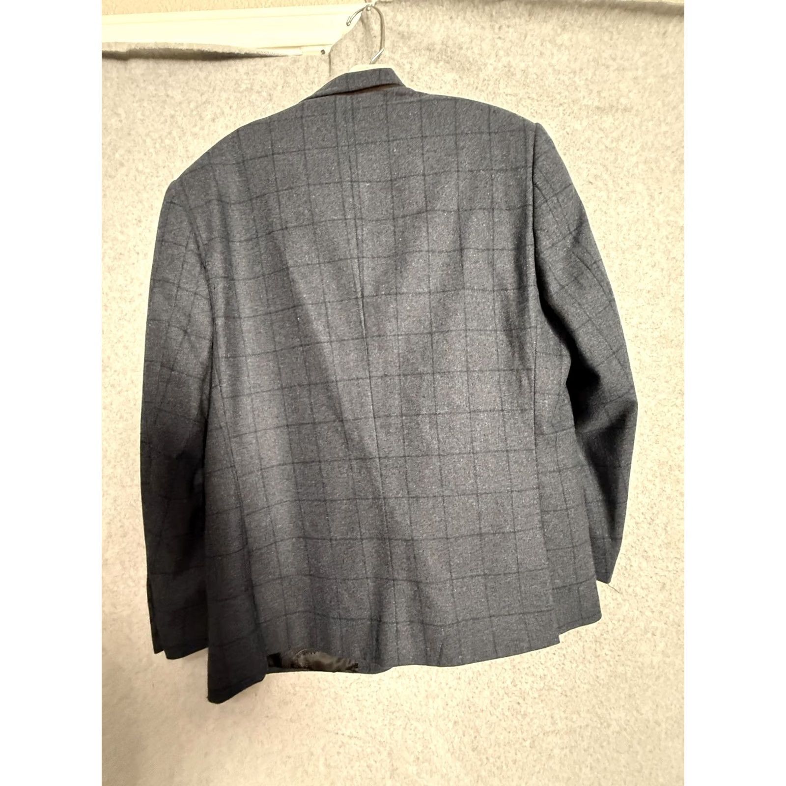 Vintage Enzo Tovare Blazer Sport Coat Mens 40 Blue Wool Check Tweed Stand Collar Jacket Size 40R - 3 Thumbnail