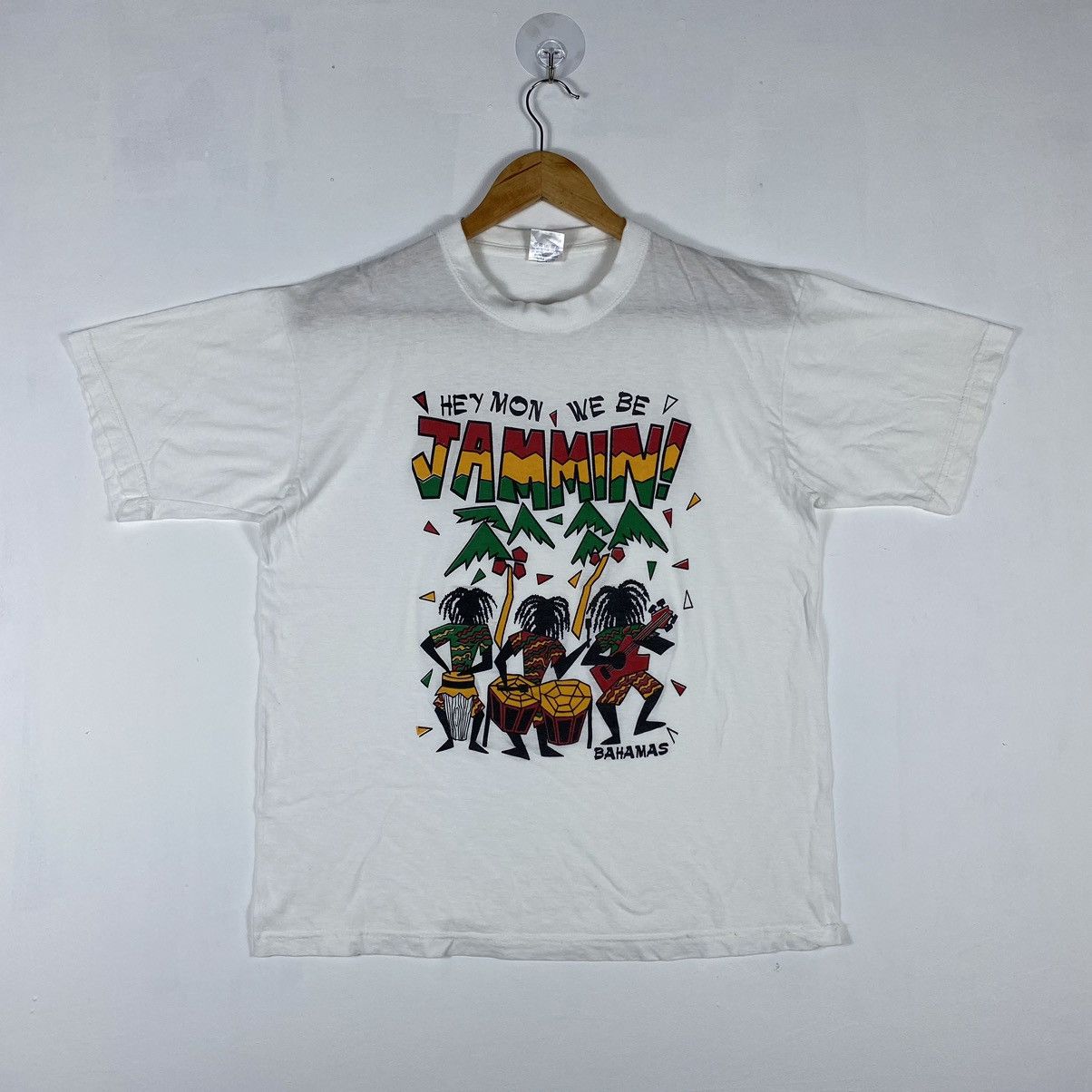 Vintage VINTAGE 90's BAHAMAS HEY MON WE BE JAMMIN! RASTA TEE Size US M / EU 48-50 / 2 - 2 Thumbnail