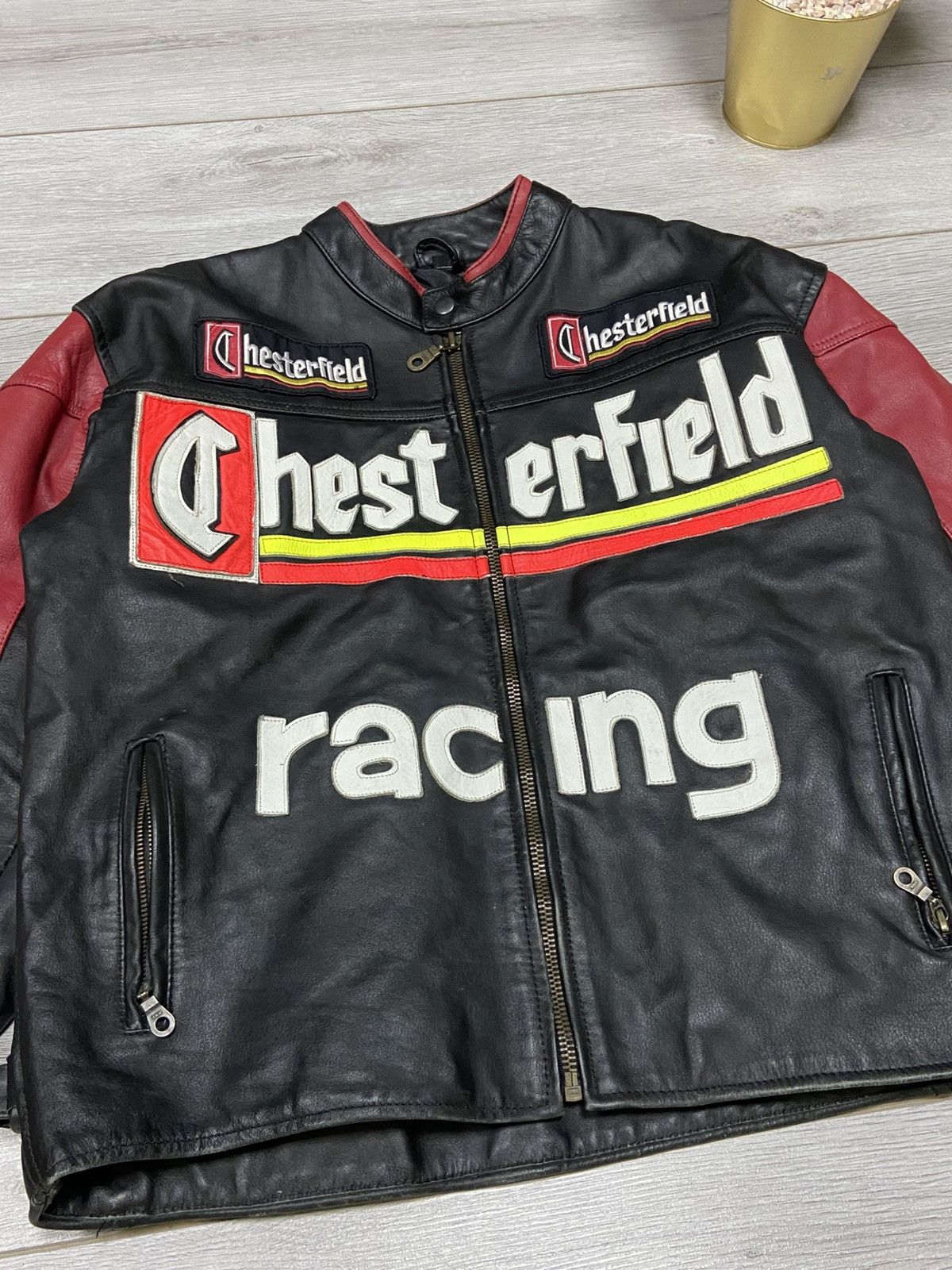 Vintage Chesterfield vintage leather vintage leather jacket big logo Size US L / EU 52-54 / 3 - 4 Thumbnail