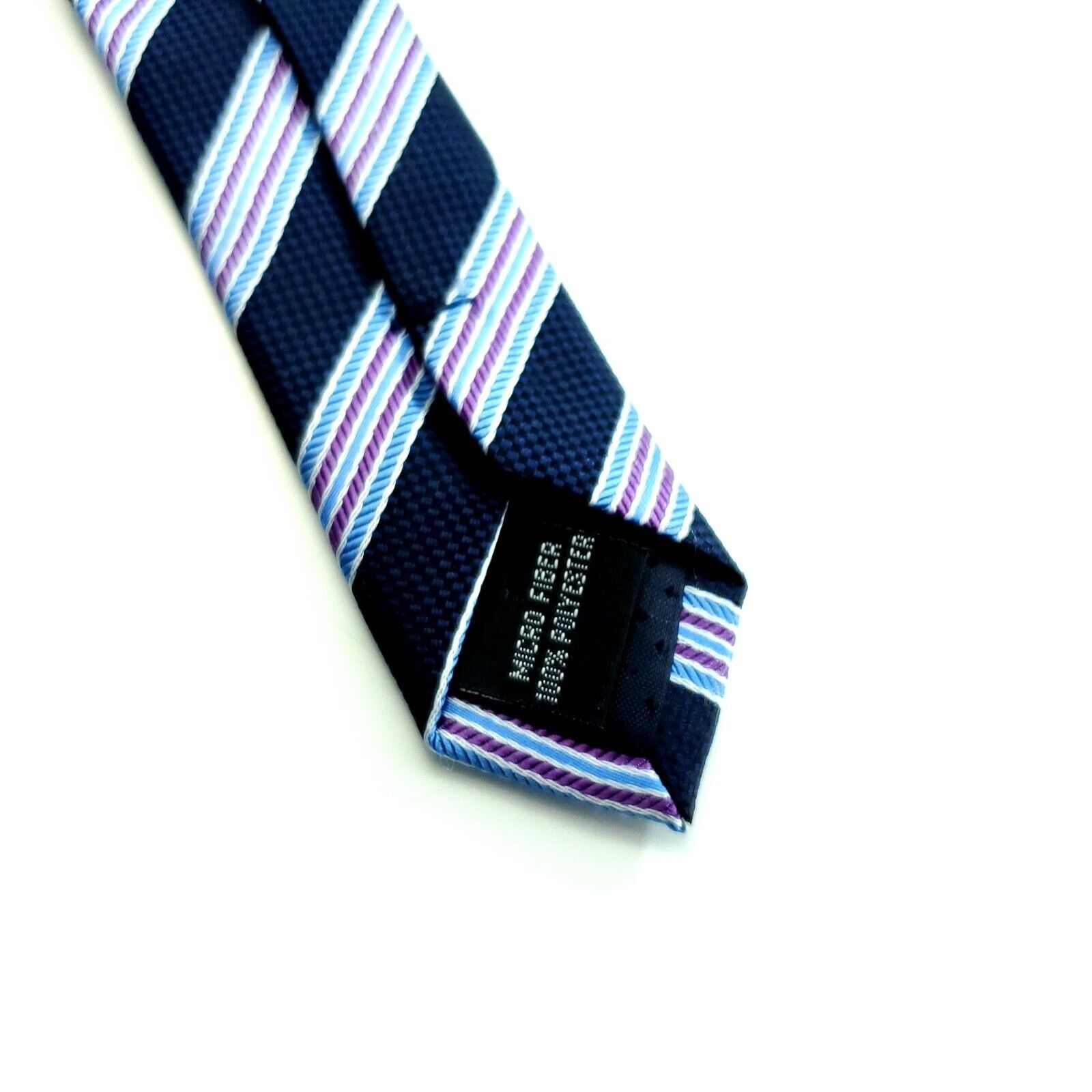 Designer Laurant Bennet Milano Blue Purple Striped Woven Long Silk Ti Size ONE SIZE - 4 Thumbnail