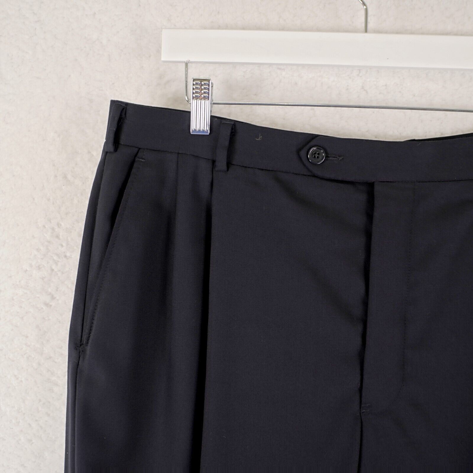 Brooks Brothers Brooks Brothers 346 Stretch Blue Wool Pleated Cuffed Mid Ris Size 34R - 3 Thumbnail