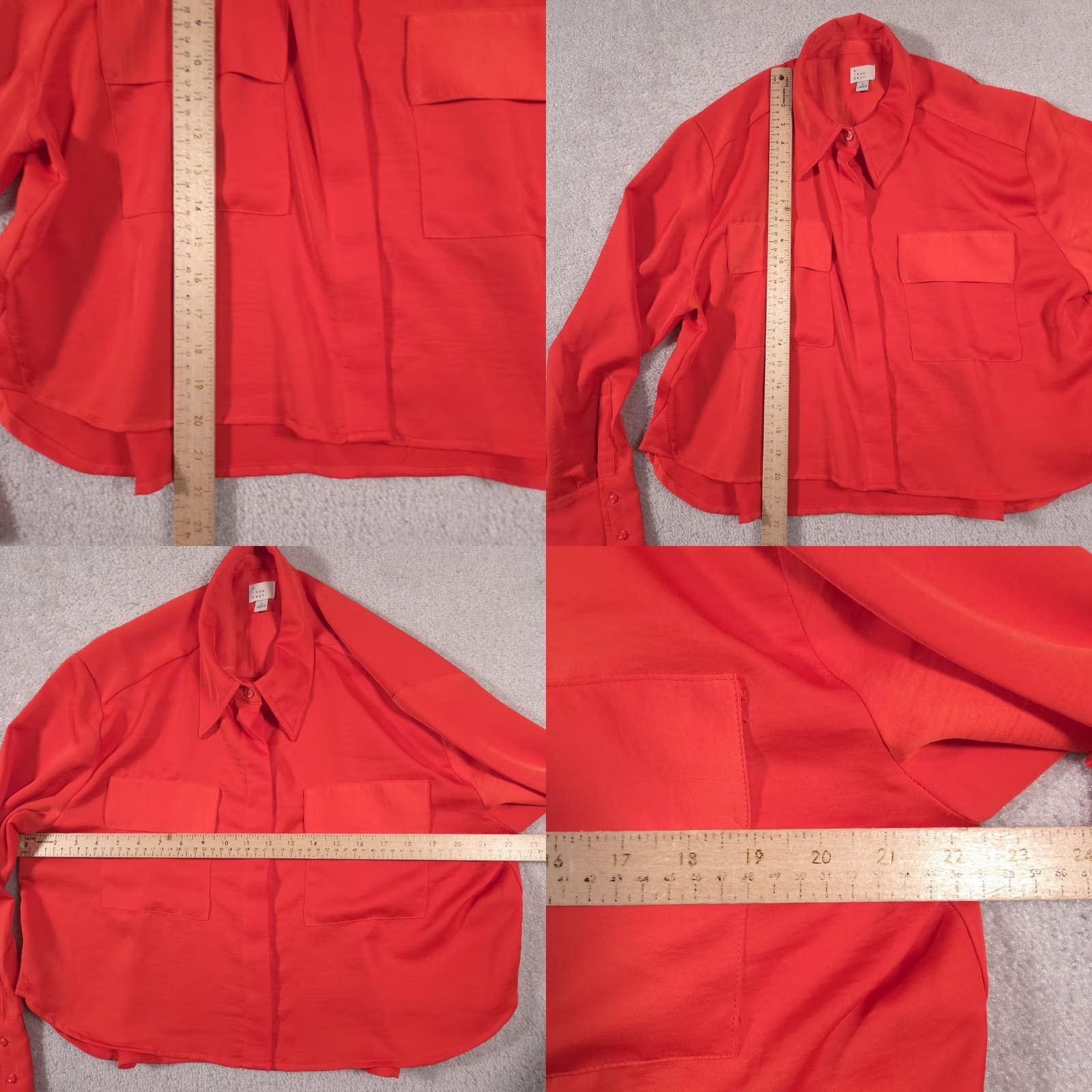 Vintage A New Day Shirt Womens L Orange Long Sleeve Button Front Blouse Pockets Size L / US 10 / IT 46 - 8 Thumbnail