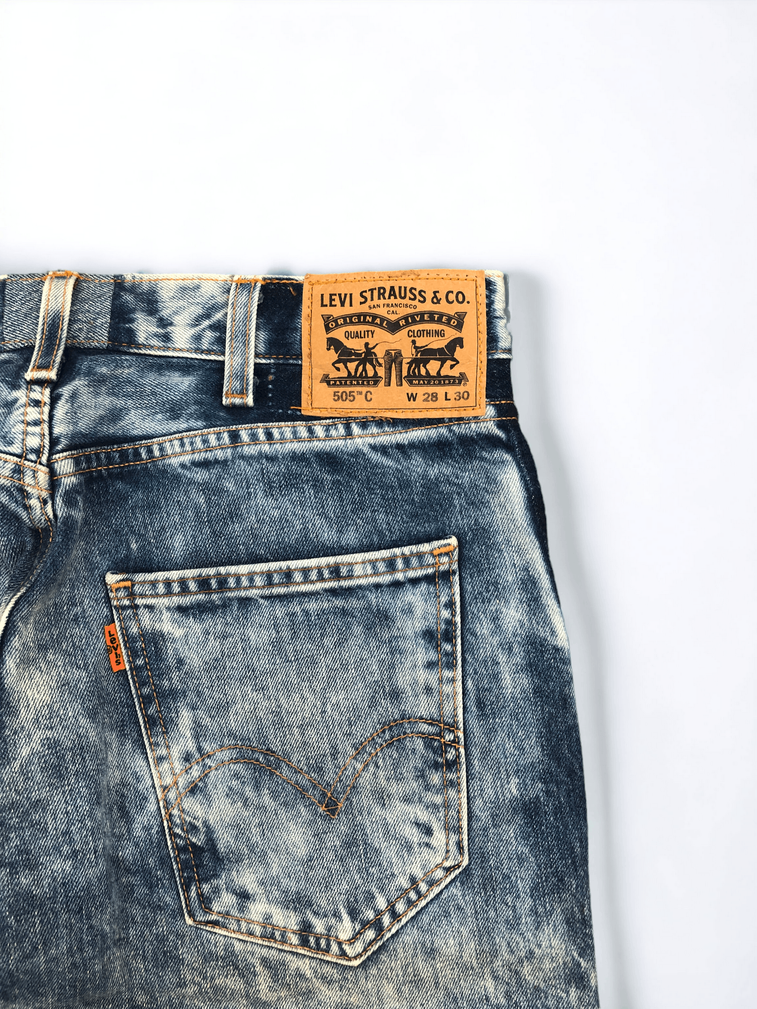 Levi's Vintage Levis 505 Orange Tab Acid Wash Jeans 29x28.5 S0017 Size US 29 - 11 Thumbnail