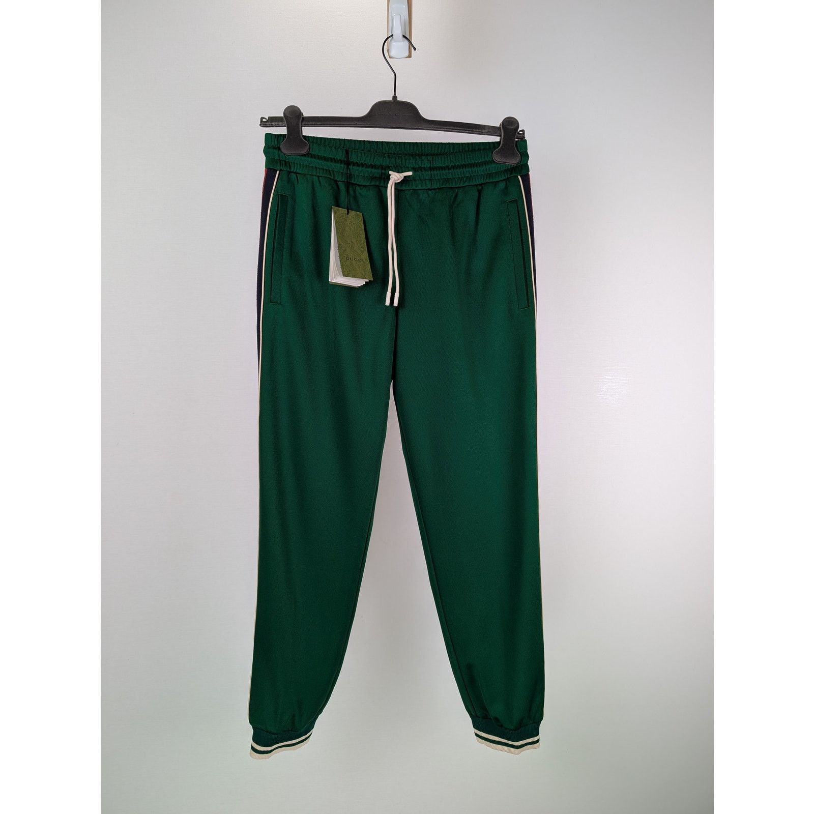 Gucci o1rshd1 Track Pants With GG Bejewled Trim Detail in Green Size US 32 / EU 48 - 1 Thumbnail