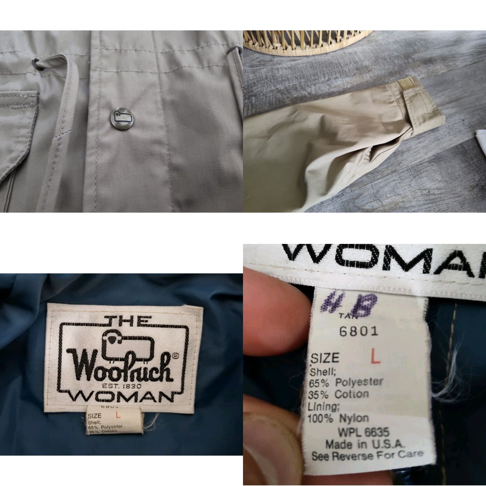 Vintage VINTAGE Woolrich Jacket Parka Barn/Chore Tan Women's L USA 80s Solid Woolrich The Woolrich Woman 6801 Men/Women? Size L / US 10 / IT 46 - 8 Thumbnail