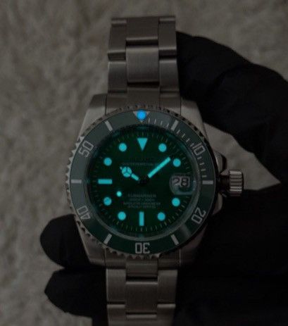 Japanese Brand Seiko Mod Submariner Date Hulk Green Oyster Steel Watch NH35 Size ONE SIZE - 5 Thumbnail
