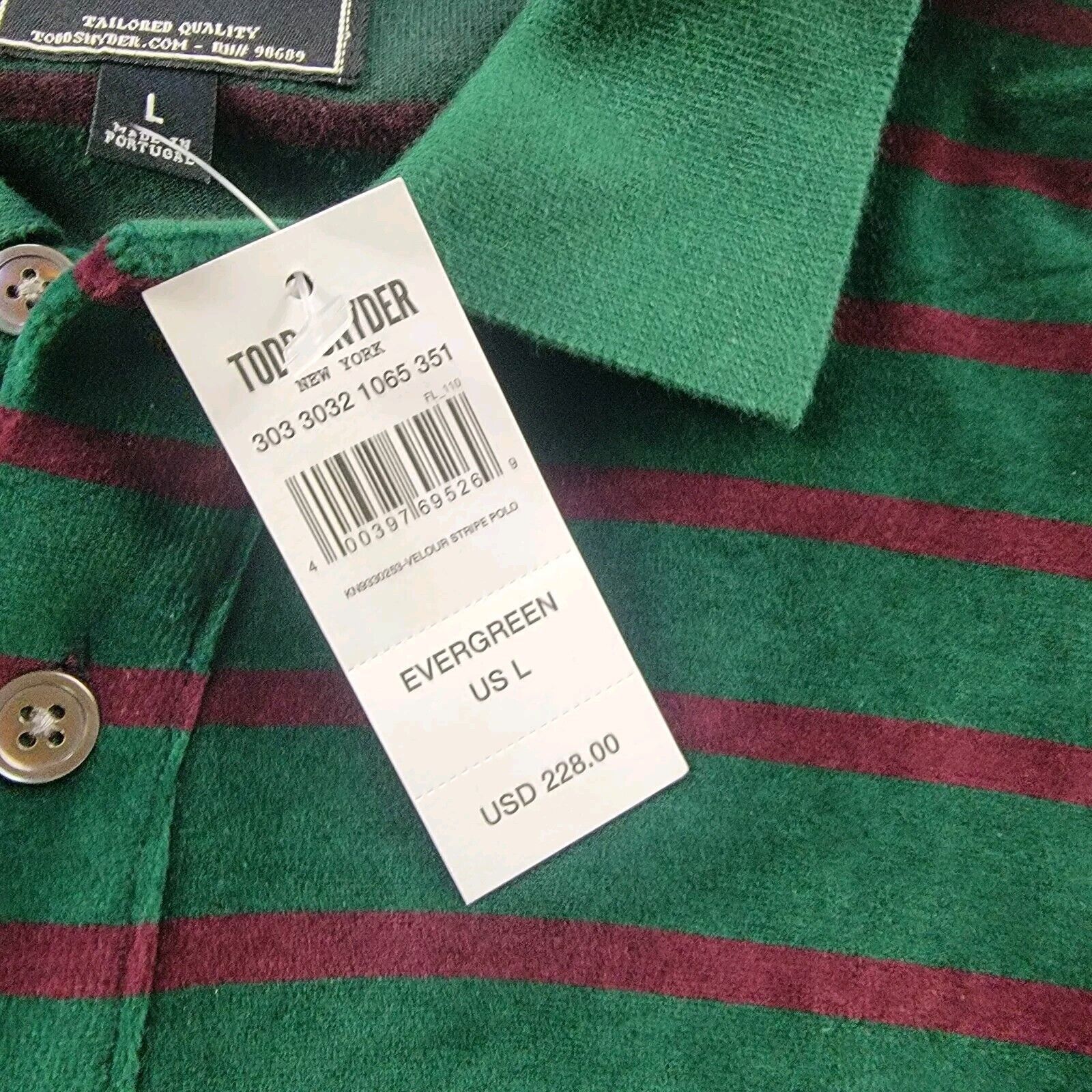 Todd Snyder Todd Snyder Velour Striped Rugby Polo Sweater Size US L / EU 52-54 / 3 - 7 Thumbnail