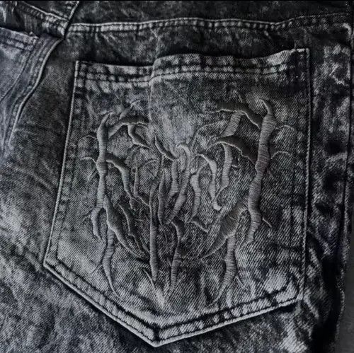 Jean Spider Embroidered Patch Baggy Jeans Size US 33 - 3 Thumbnail