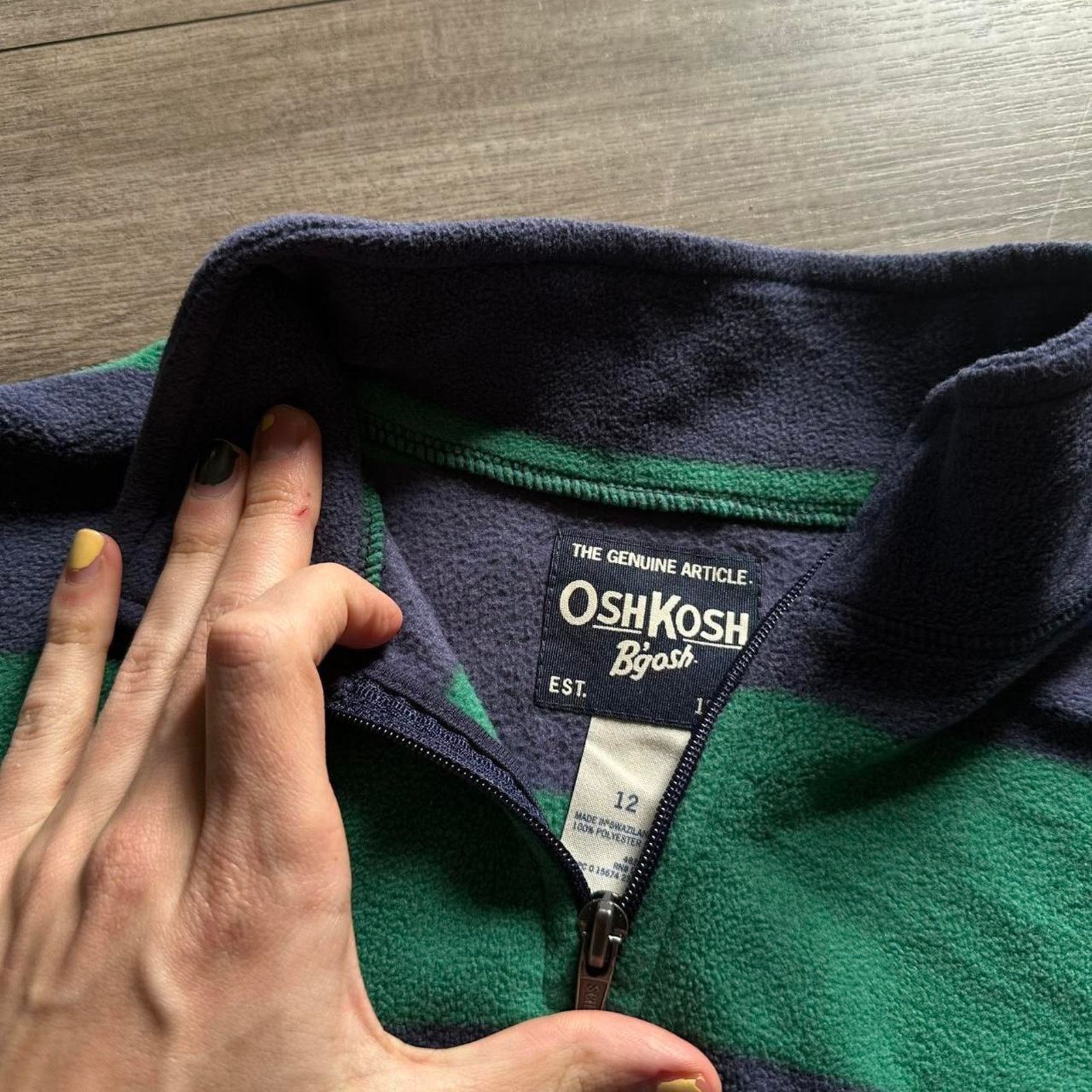 Oshkosh × Vintage Y2K 2000s Green Striped Osh Kosh BGosh Quarterzip Pullover Size US XS / EU 42 / 0 - 3 Thumbnail