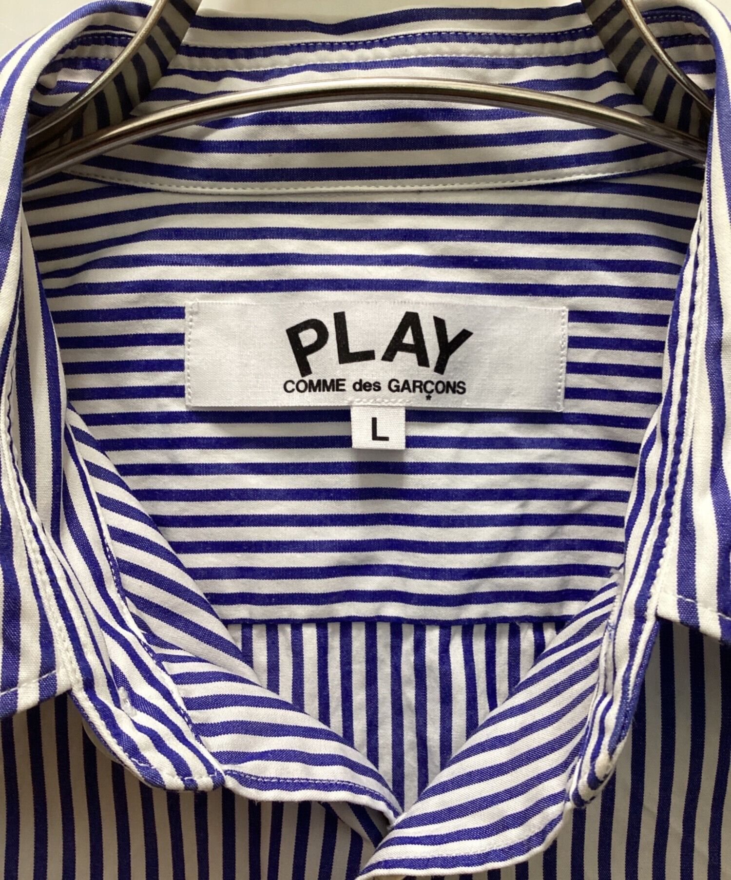 Comme des Garcons PLAY PLAY COMME des GARÇONS × CDG Heart Patch Striped Shirt L Size US L / EU 52-54 / 3 - 5 Thumbnail