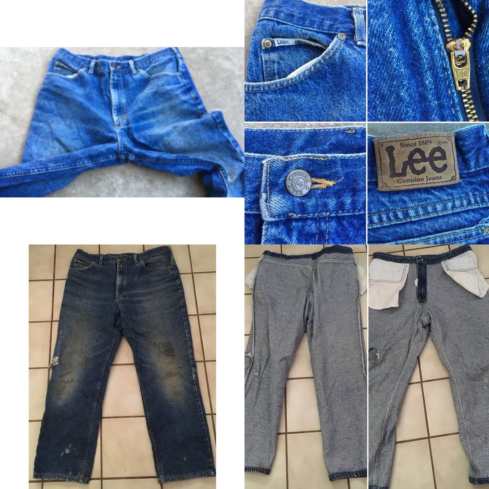 Lee VINTAGE Lee Jeans Storm Rider Naturally Destroyed 38 X 32 USA Denim Blue 1980s 90s Mens Jeans Size US 36 / EU 52 - 8 Thumbnail