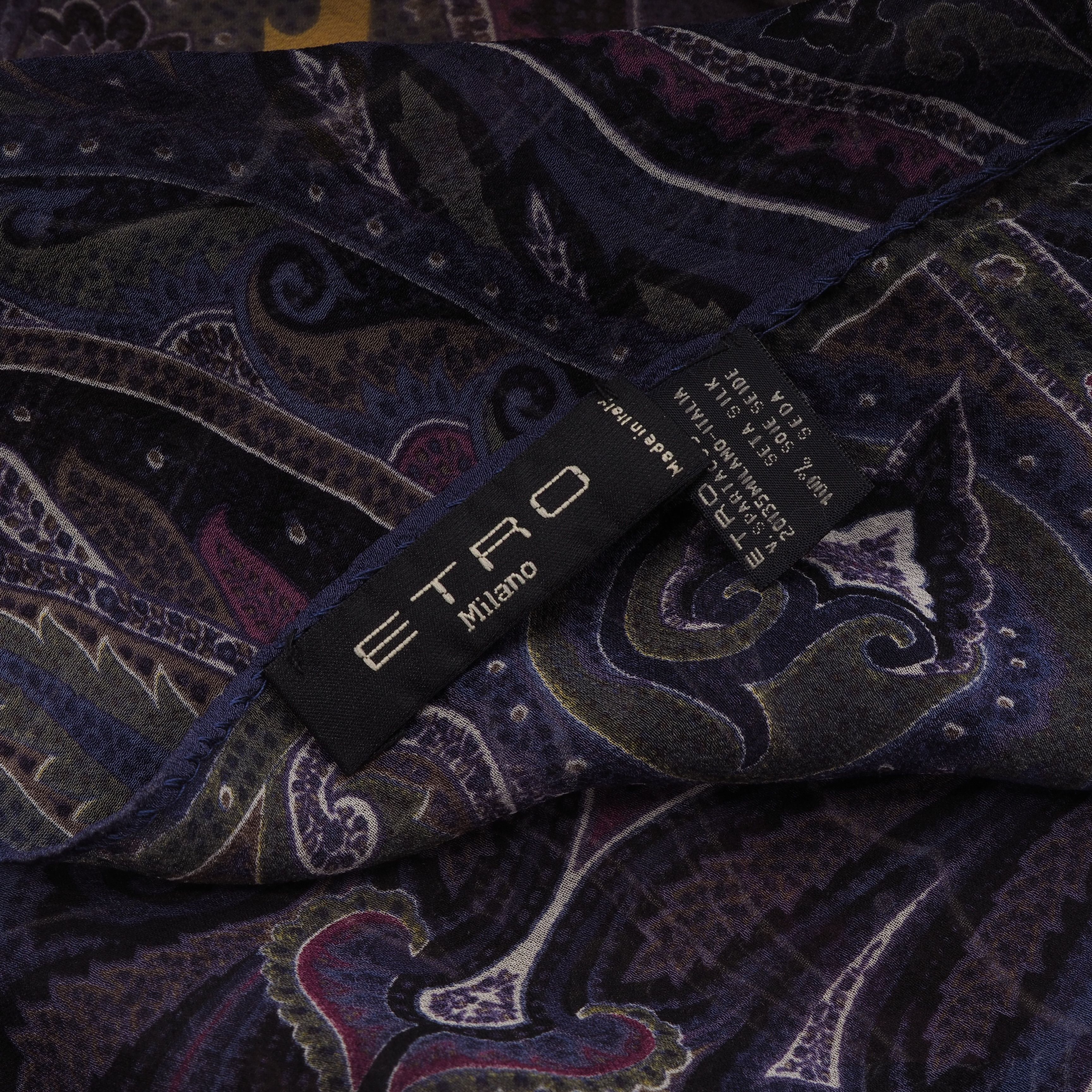 Etro ETRO Women's Purple Multicolor Paisley Silk Scarf Shawl Wrap Size ONE SIZE - 3 Thumbnail