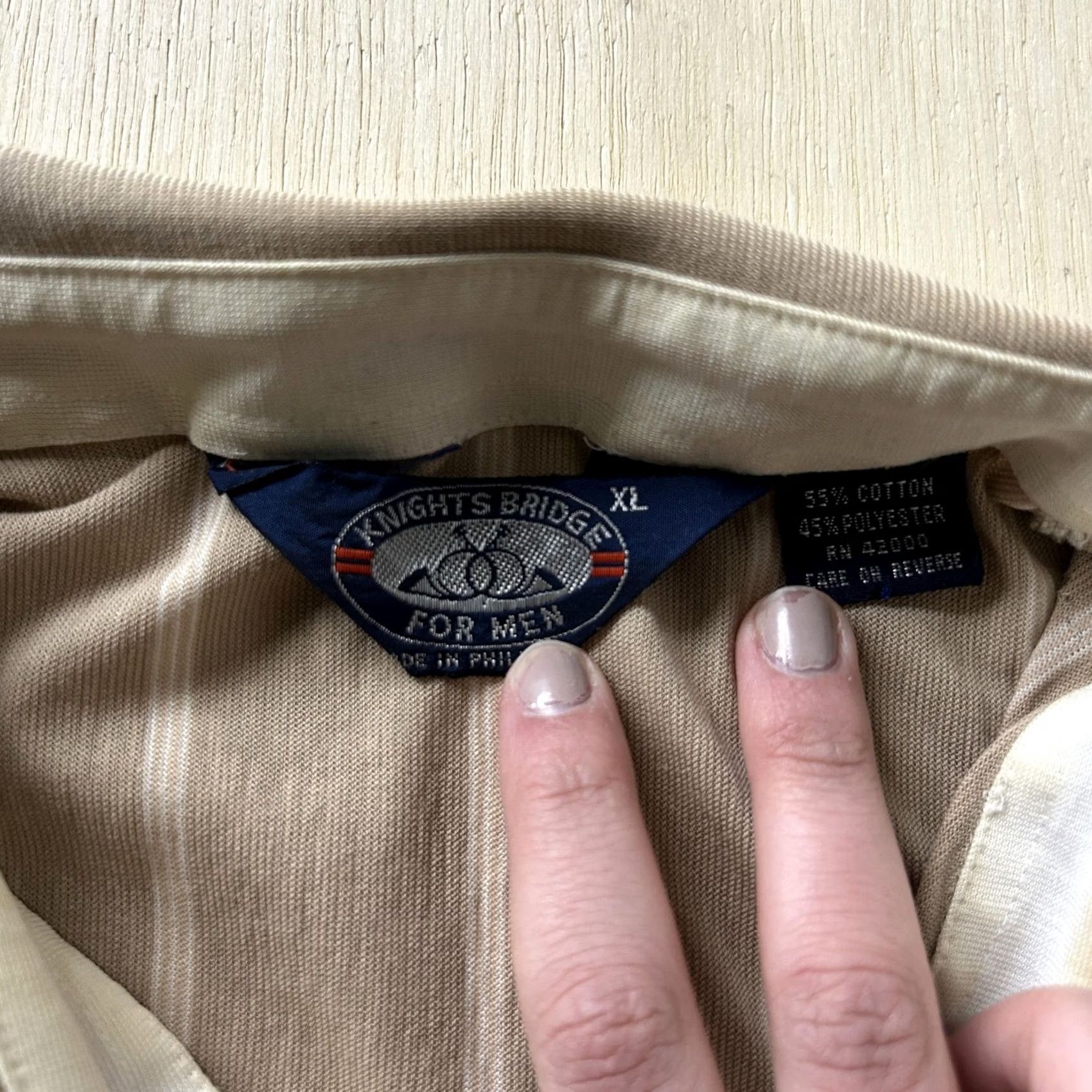 Vintage VINTAGE Knightsbridge Polo Shirt Mens XL Beige Stripe Cotton Blend Short Sleeve Shirt Mens XL Beige Stripe Polo Size US XL / EU 56 / 4 - 2 Thumbnail