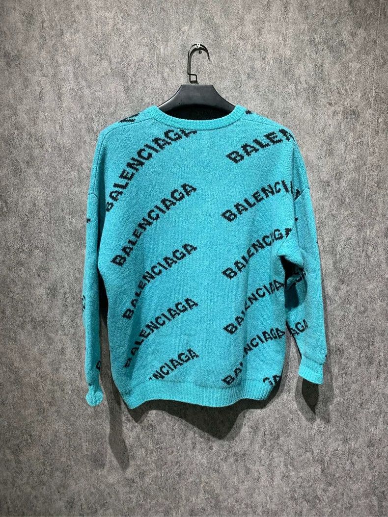 Balenciaga Blue Logo Knit Sweater dmc