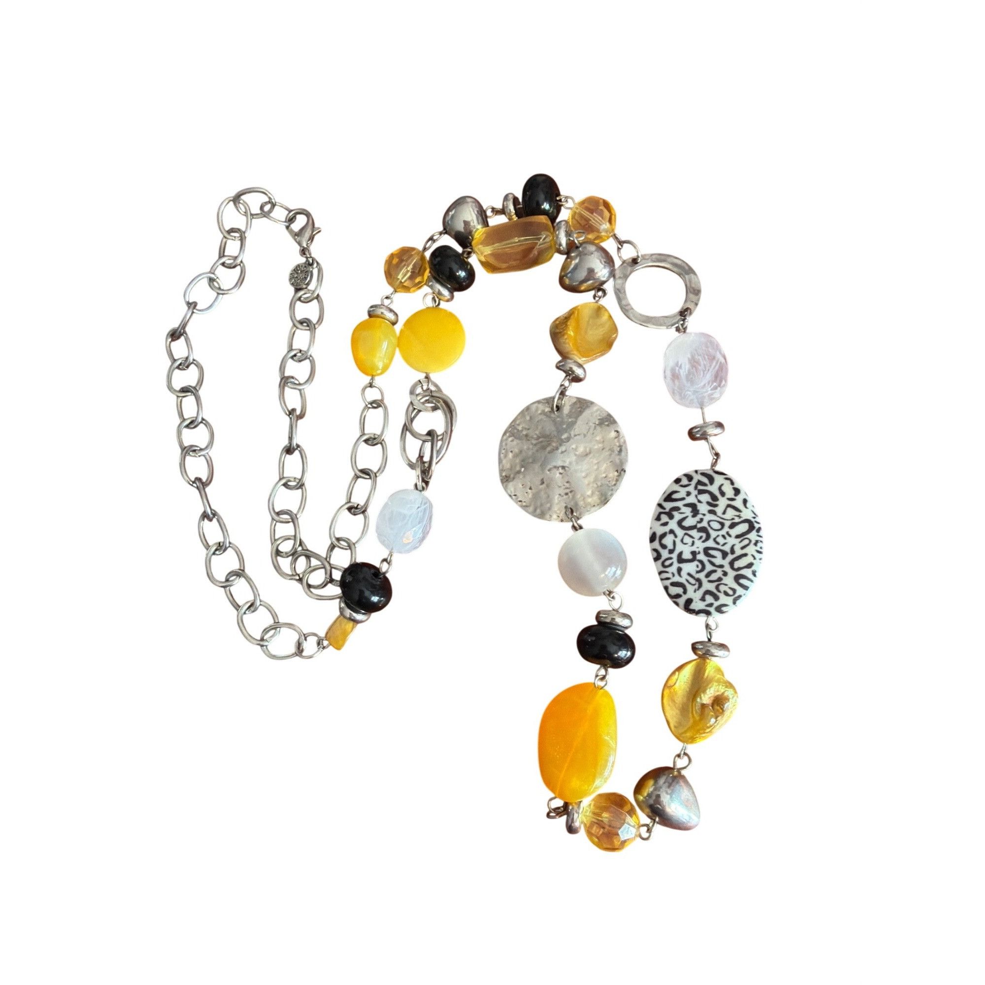 Other Ruby Rd Long Chunky Beaded Necklace Silver Tone Yellow Black Size ONE SIZE - 1 Thumbnail