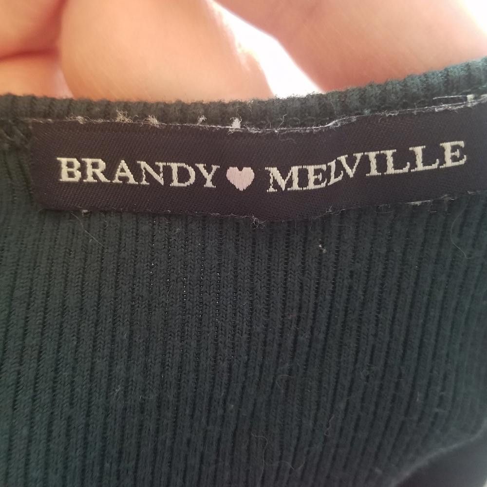 Designer Brandy Melville Green Crop Top Size ONE SIZE - 3 Thumbnail