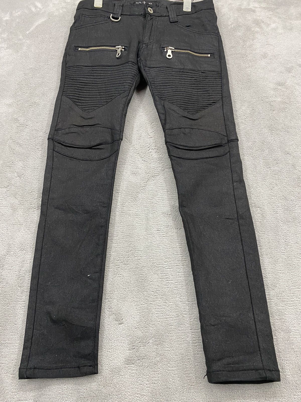 NO ID VINTAGE PUNK 1990s NO ID BLACK WAXED ZIPPER PUNK STYLE🔥 Size US 29 - 2 Thumbnail