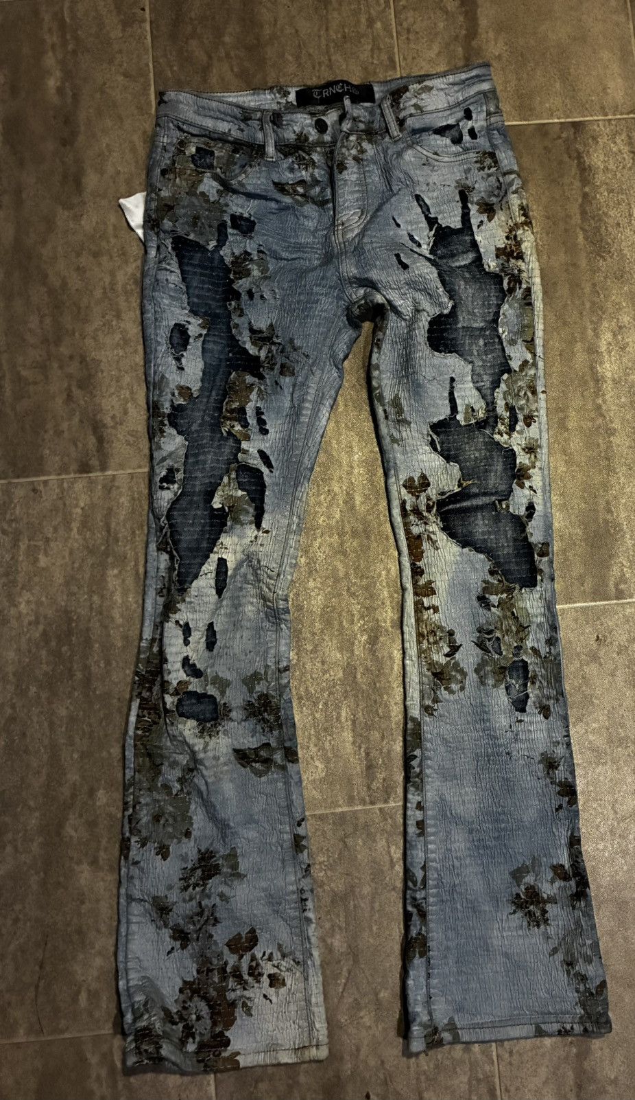 Other Distressed denim flare jeans in black and grey Size US 34 / EU 50 - 1 Thumbnail