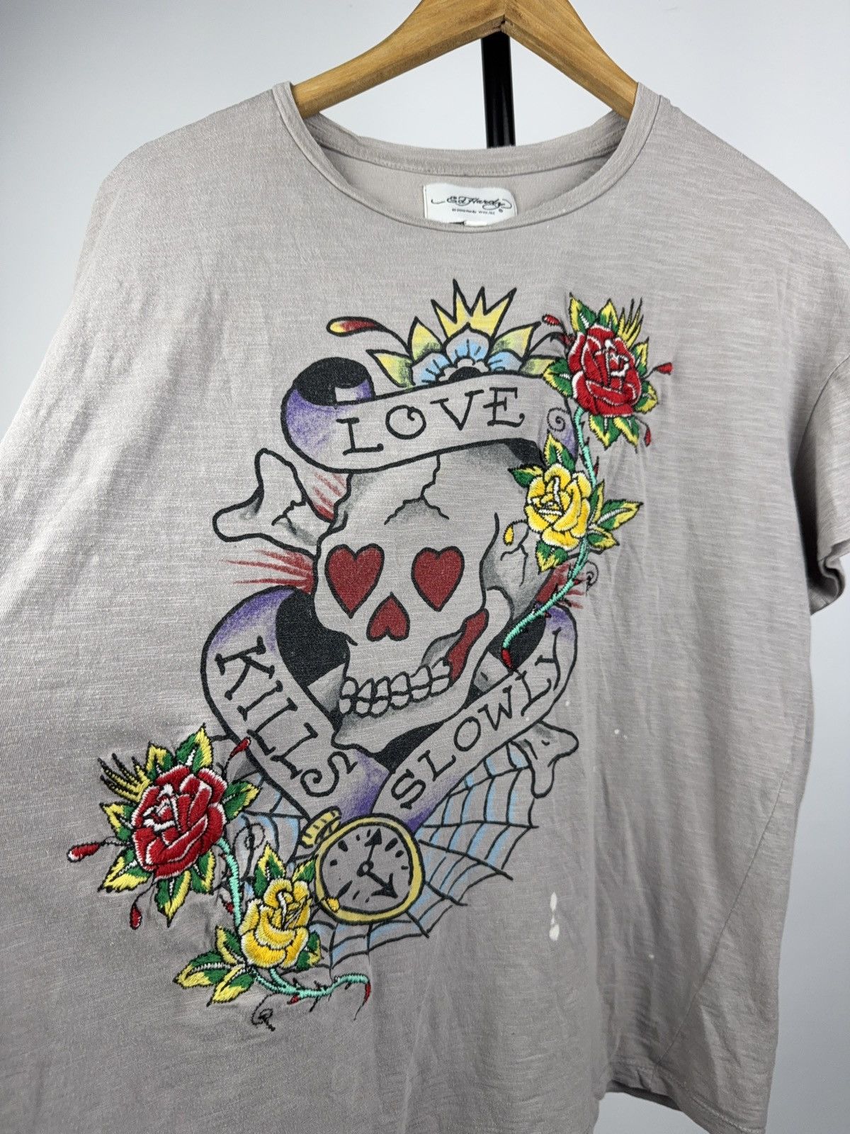 Ed Hardy Y2K 00s Ed Hardy “Love Kills Slowly” Skull Tattoo Tee XS Size XS / US 0-2 / IT 36-38 - 5 Thumbnail