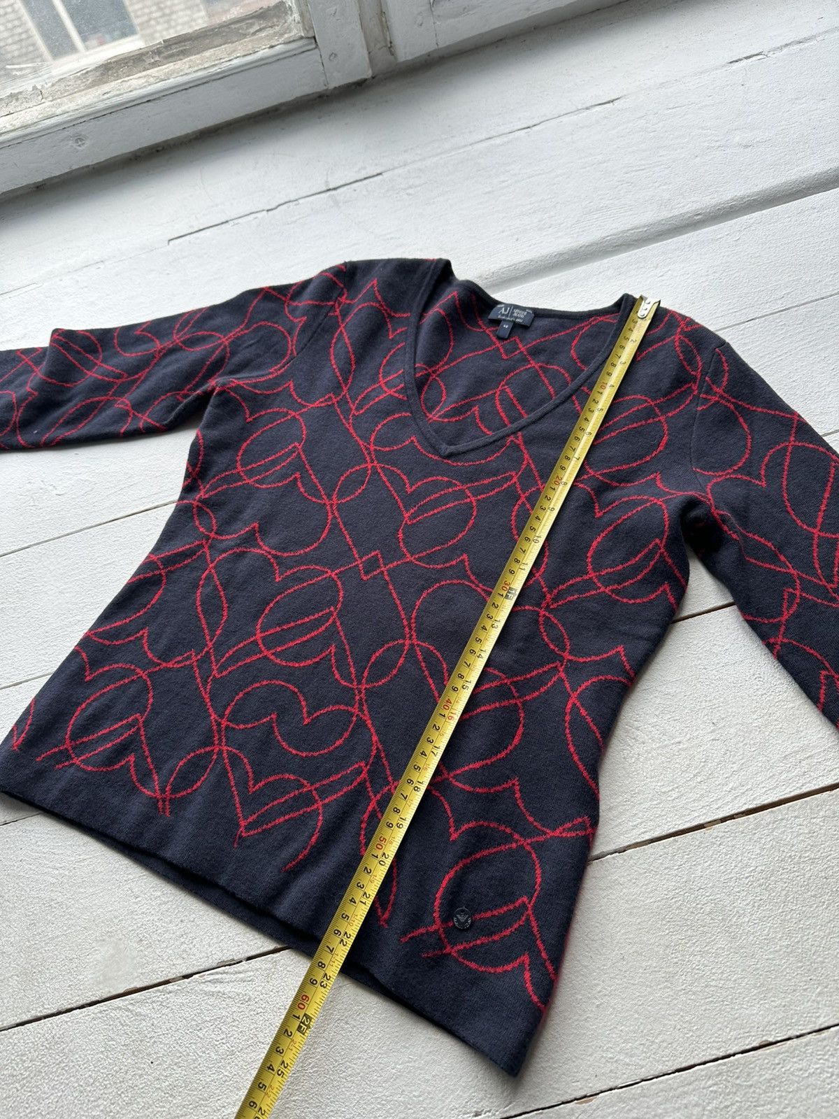 Giorgio Armani 🚨90s Armani Jeans hearts Multicolor Relaxed Fit Sweater L Size M / US 6-8 / IT 42-44 - 11 Thumbnail
