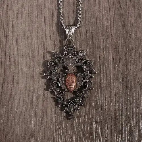 Jewelry Gothic Clown Hand-Carved Necklace Size ONE SIZE - 3 Thumbnail