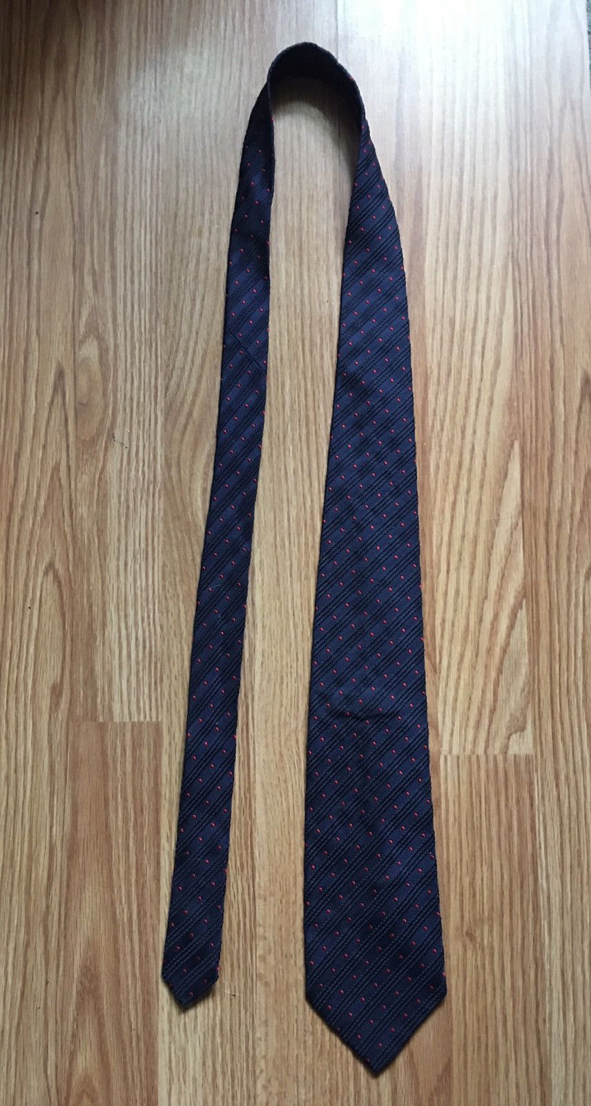 Christian Dior Monsieur Christian Dior Dark Blue Red Polka Dots Silk Mens Neck Tie Size ONE SIZE - 10 Thumbnail