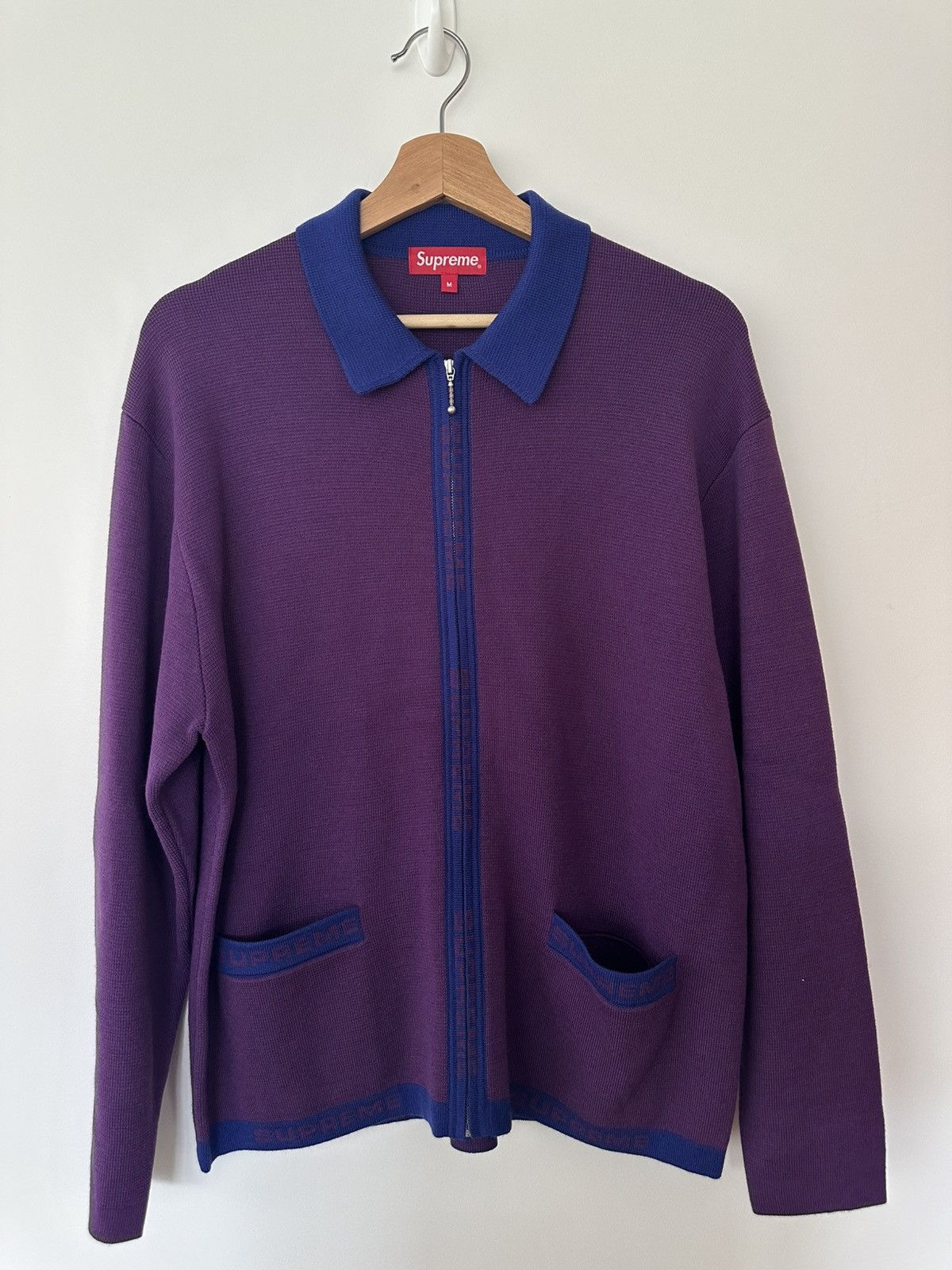 Supreme Supreme Logo Trim Zip Up Cardigan (SS21) | Grailed