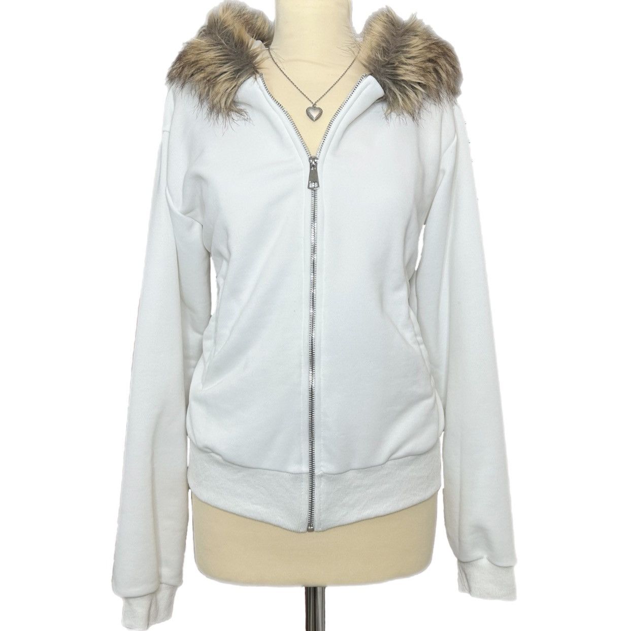 Other y2k white fur trim zip up hoodie Size M / US 6-8 / IT 42-44 - 1 Thumbnail
