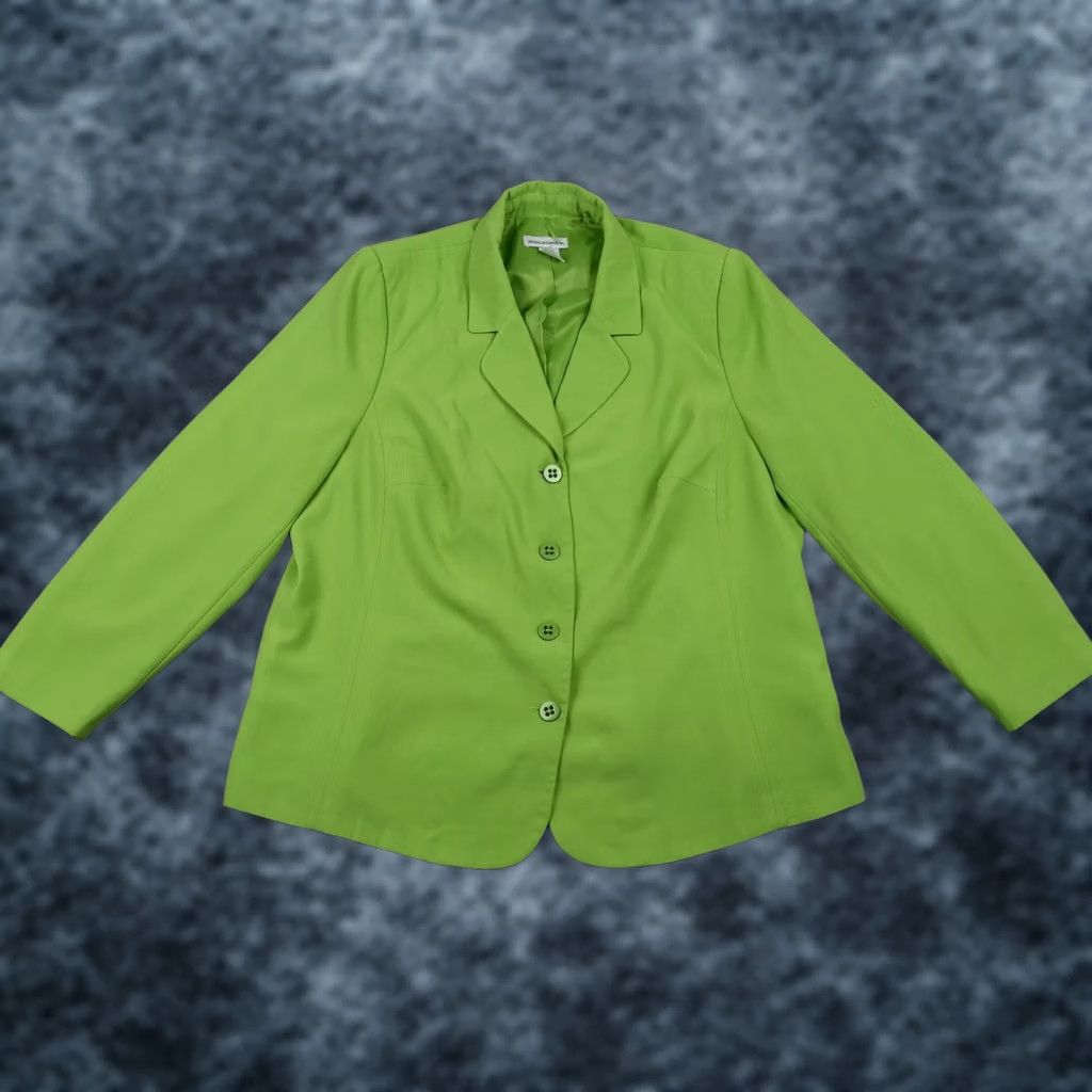 Vintage VINTAGE Jessica London Blazer Womens 20W Green Lined Notch Lapel Career Jacket Size 3XL / US 20-22 - 1 Thumbnail