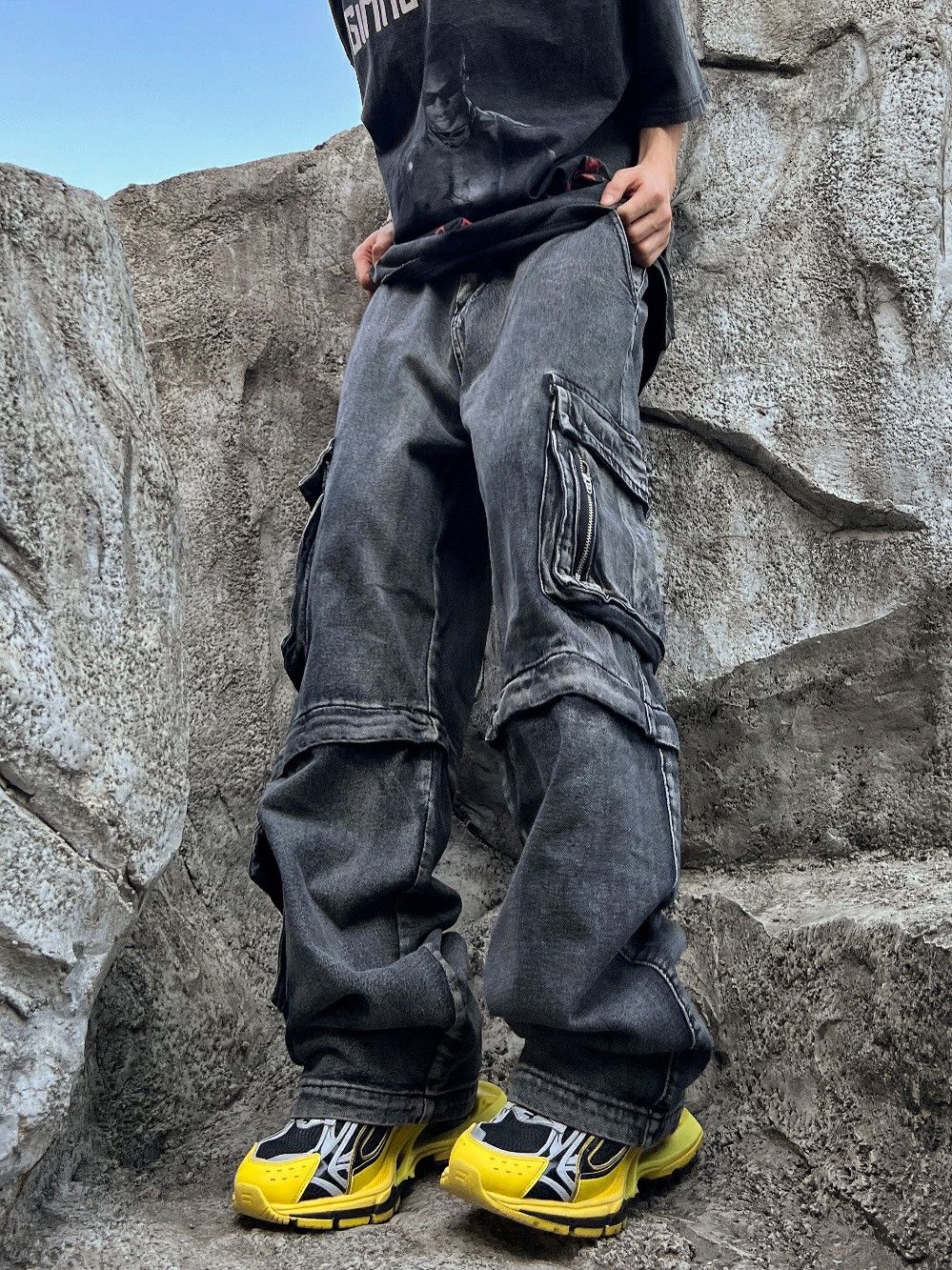 faded y2k baggy hiphop cargo jeans