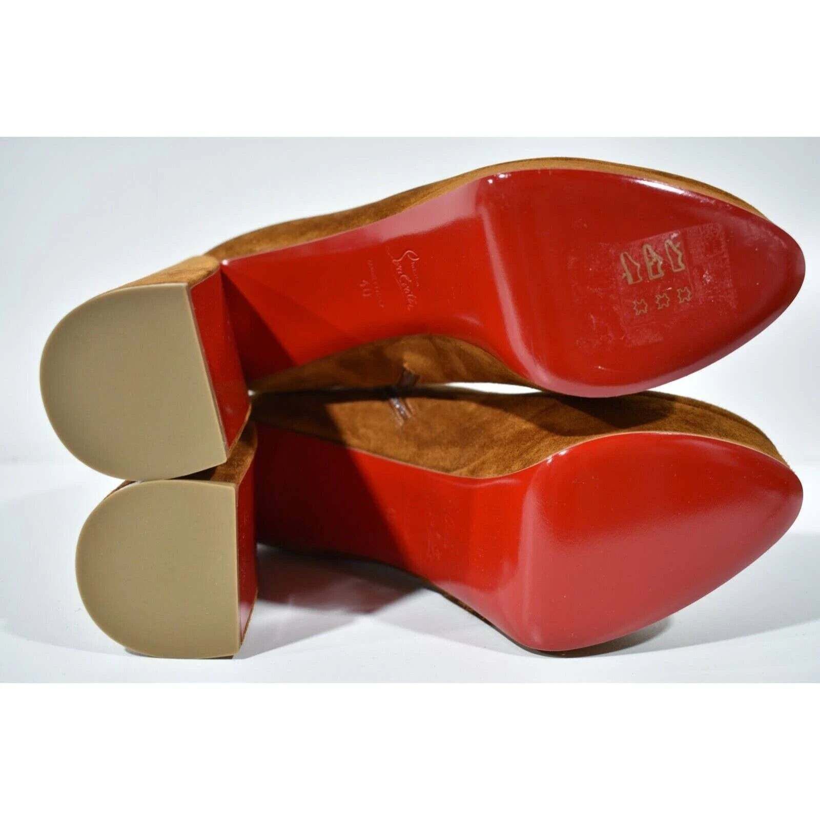 Christian Louboutin Movida Booty 130 Brown Foxy Platform Block Heel Boot 40 Size US 10 / IT 40 - 12 Thumbnail