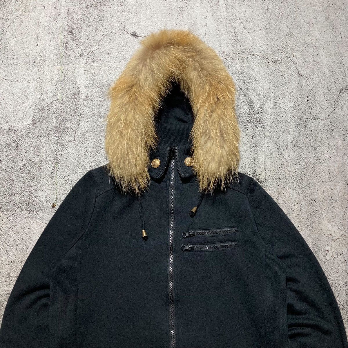 Japanese Brand 2000s Lorenzo Fur Ziphoodie Black Lgb Punk Gothic Style Size US M / EU 48-50 / 2 - 2 Thumbnail