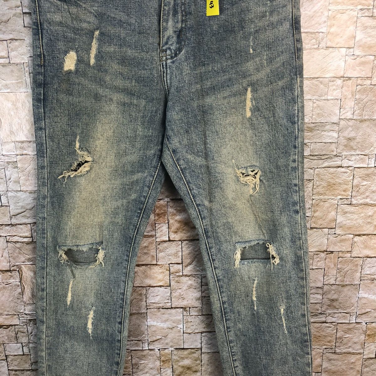 Japanese Brand Bvsseve Blue Distressed ripped jogger Denim Pants #A43 Size US 32 / EU 48 - 6 Thumbnail