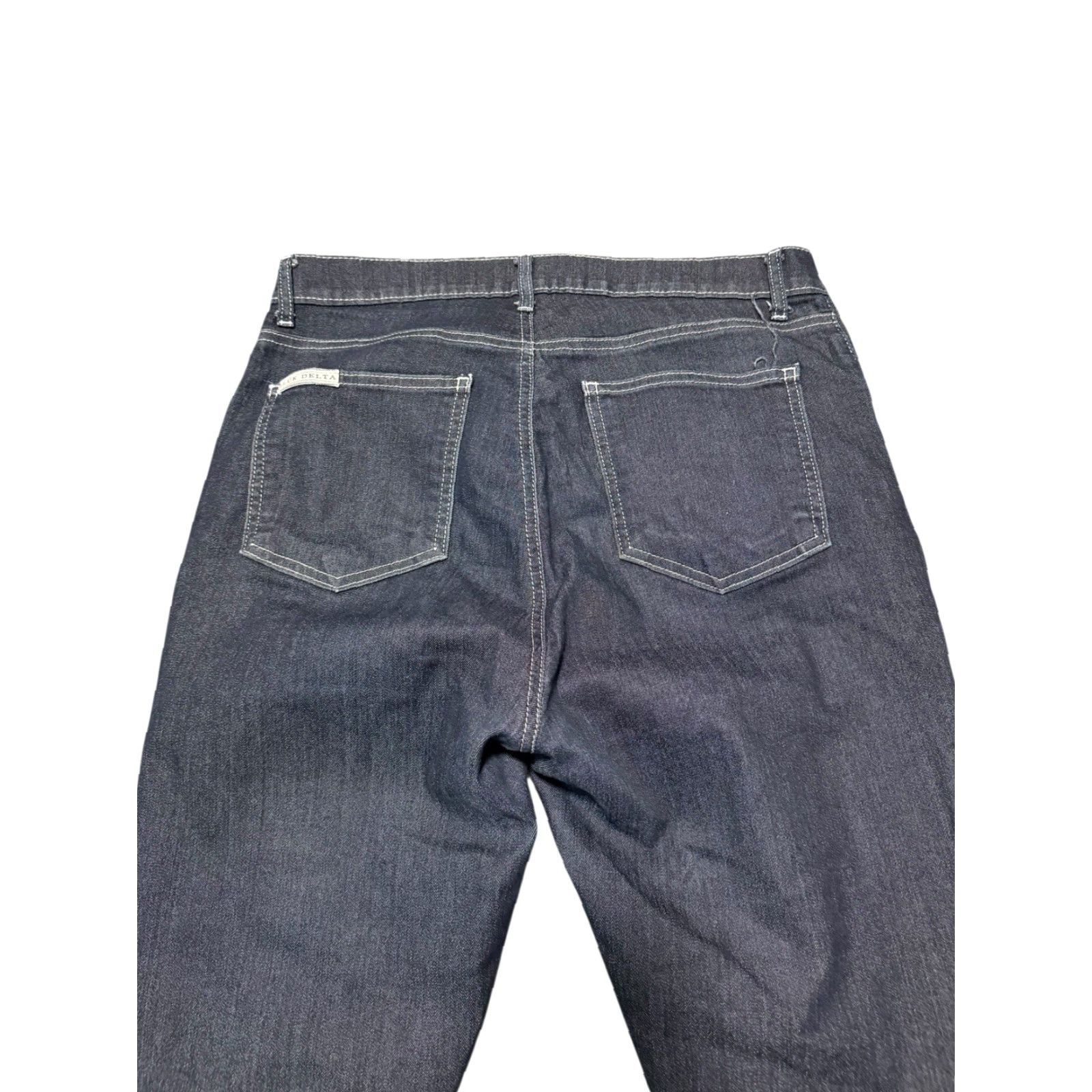Delta Tom James Jeans Mens 31x28 Delta Blue Denim Tapered Stretch Dark Wash USA Regular 31in Inseam Pockets Size US 31 - 7 Thumbnail