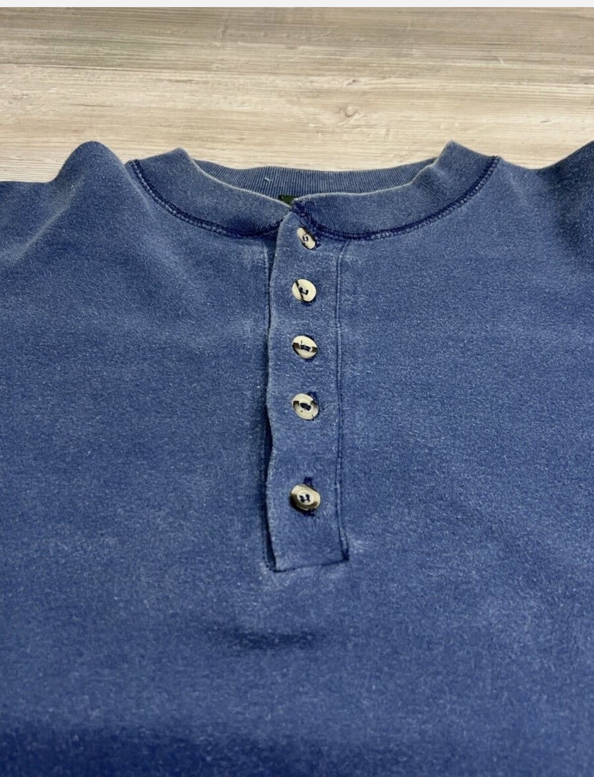 Vintage Vintage Henley Long Sleeve Shirt Faded Blue TFO Size L Size US L / EU 52-54 / 3 - 2 Thumbnail