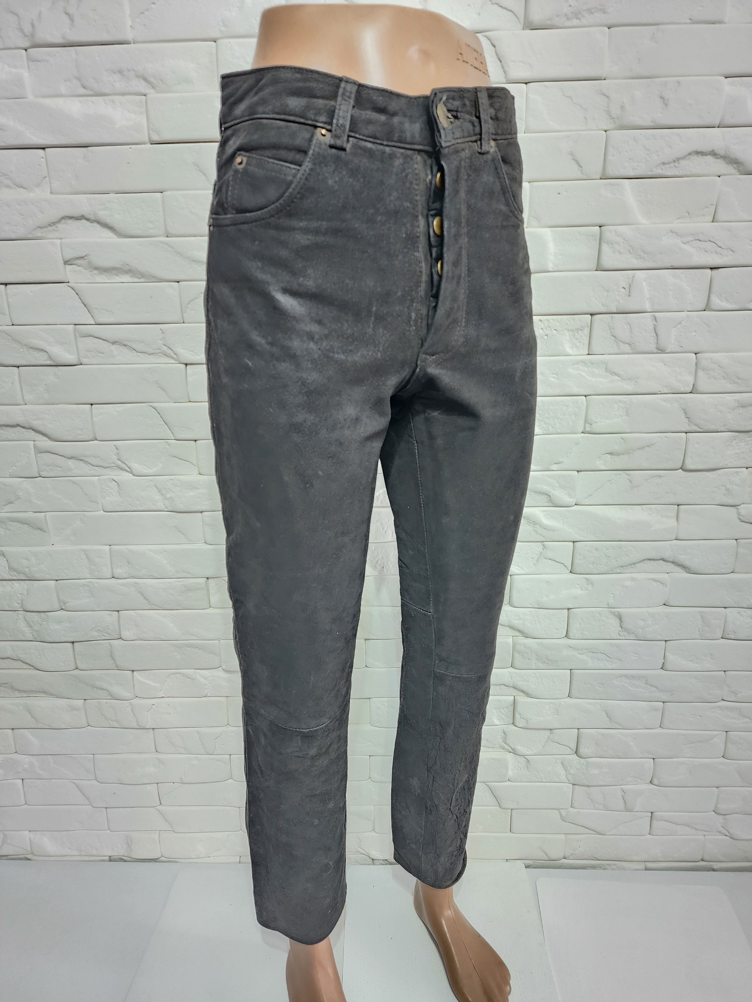 Genuine Leather Brown men's leather pants. Size US 28 / EU 44 - 3 Thumbnail