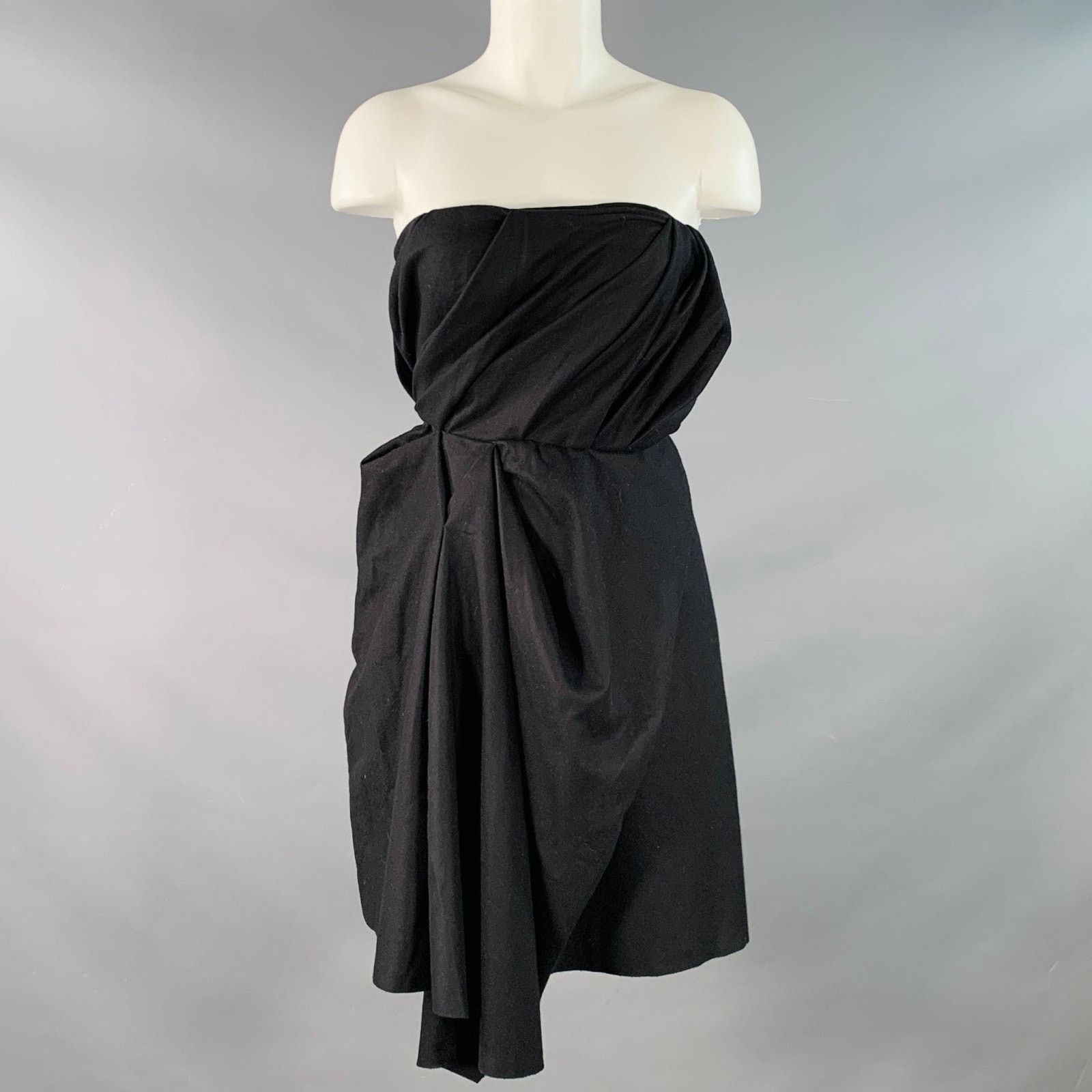 Acne Studios ACNE 0 Black Wool Blend Ruched Strapless Knee Length Dress Size XS / US 0-2 / IT 36-38 - 1 Thumbnail