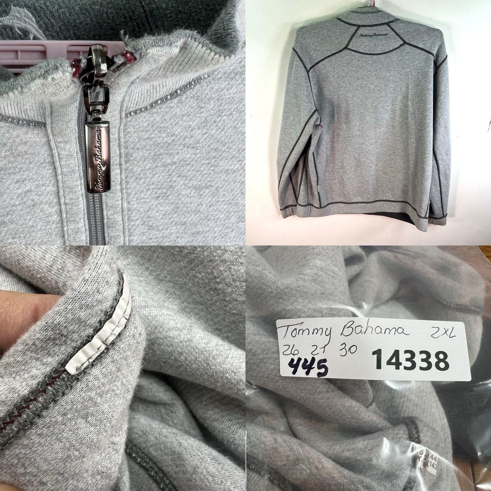 Tommy Bahama Tommy Bahama 1/4 Zip Sweatshirt Mens 2XL Gray Reversible Pullover Size US XXL / EU 58 / 5 - 8 Thumbnail