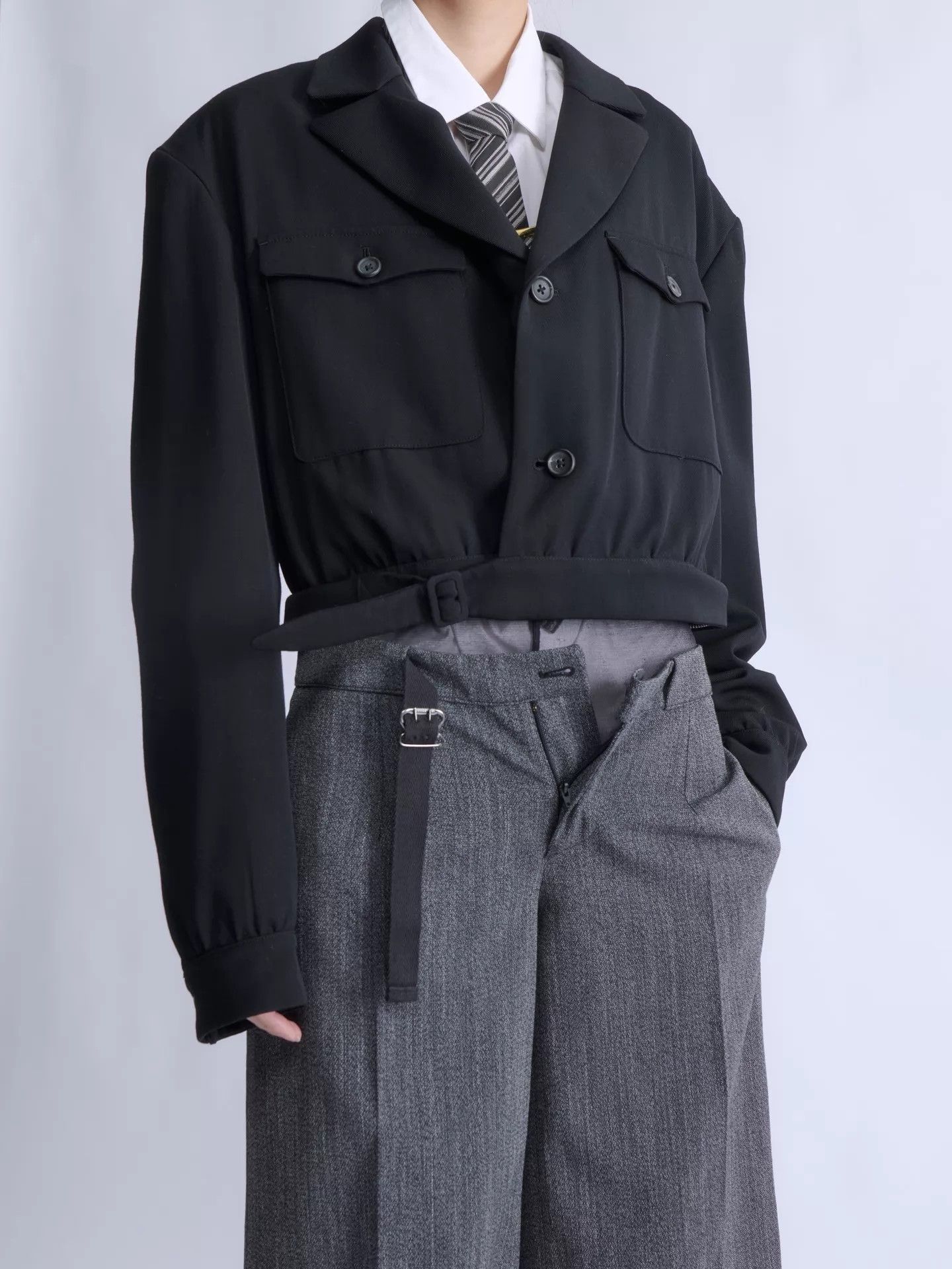 Yohji Yamamoto Yohji Yamamoto 80s pour homme 2-Way Belted Wool Jacket M Size US M / EU 48-50 / 2 - 6 Thumbnail